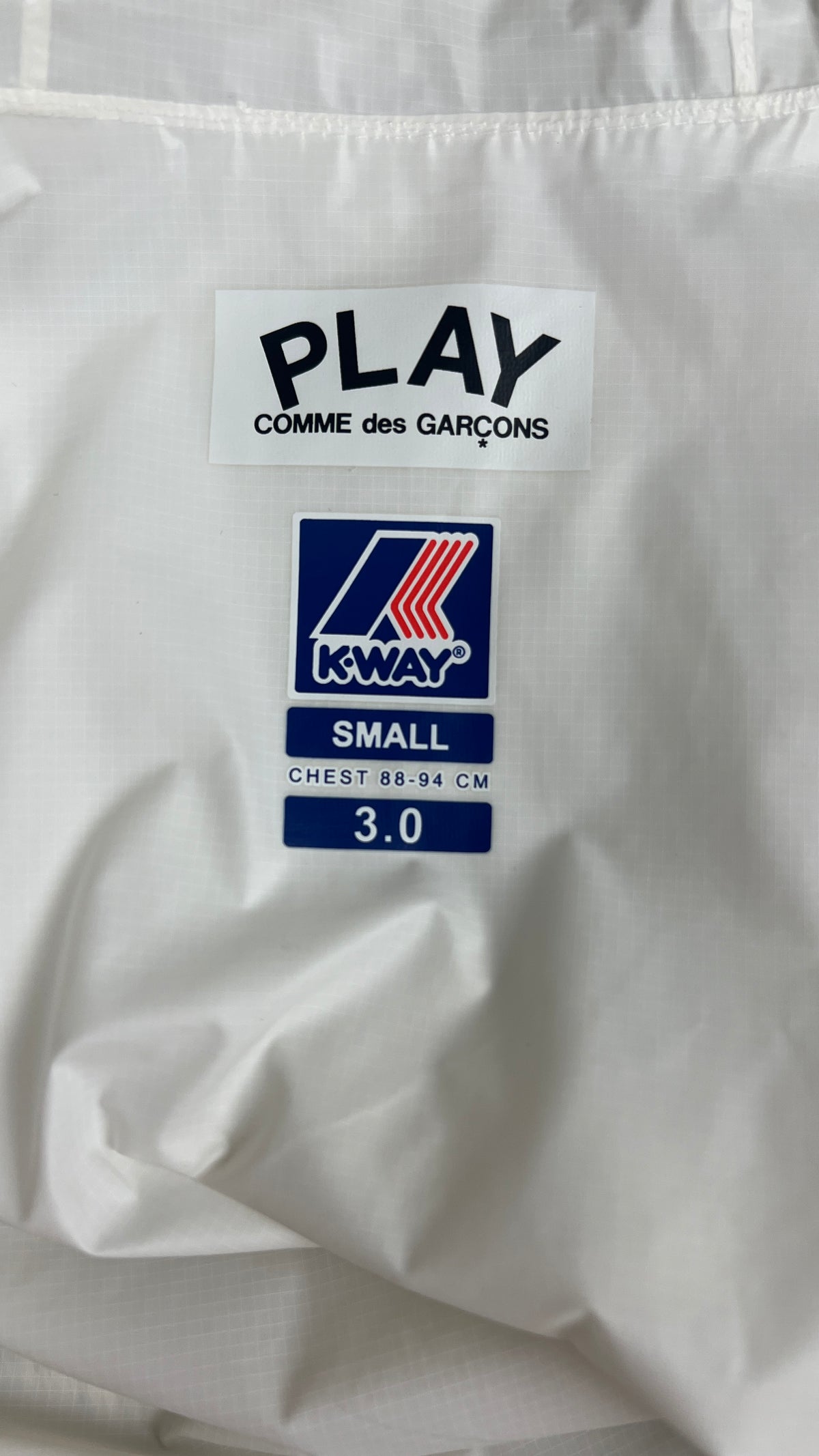 Veste Coupe-vent Comme des Garçons Play x K-Way Claude, Blanc, Taille S — photographie complémentaire 5