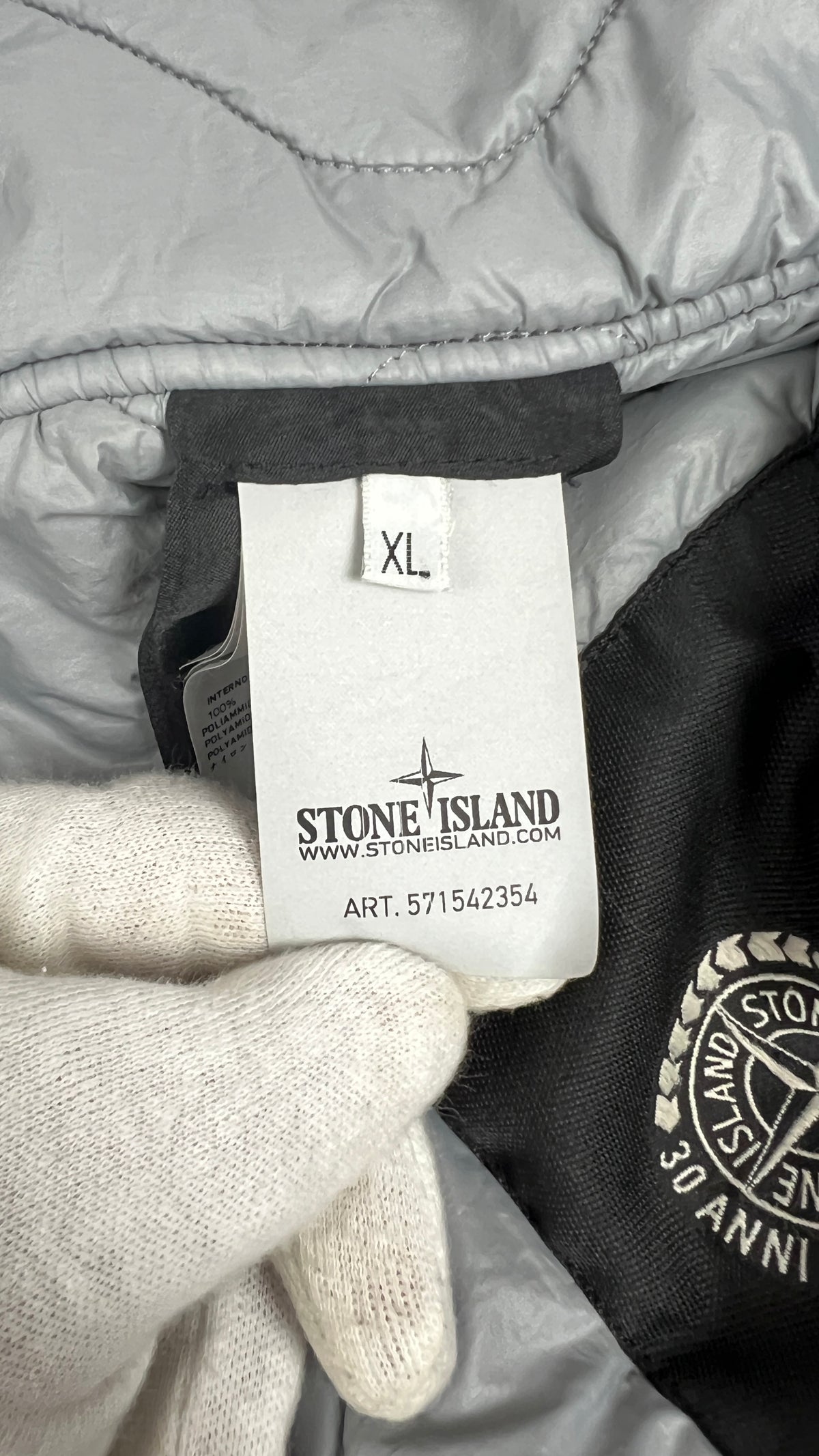 Veste Stone Island Garment Dyed Nylon Tela Quilted Vintage Gris Taille XL – photo complémentaire 4 – NB08 Shop