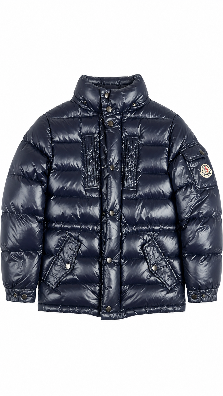 Moncler Junior lacquered nylon down jacket, Navy, Size XS — main photo