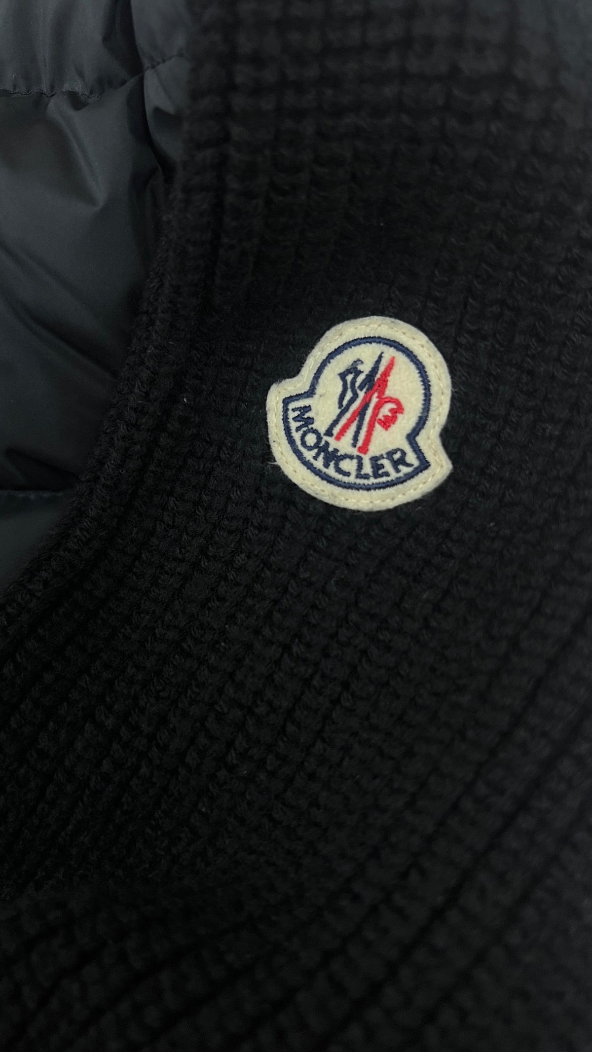 Cardigan Zippé Moncler Matelassé en Laine, Noir, Taille S — photographie complémentaire 3