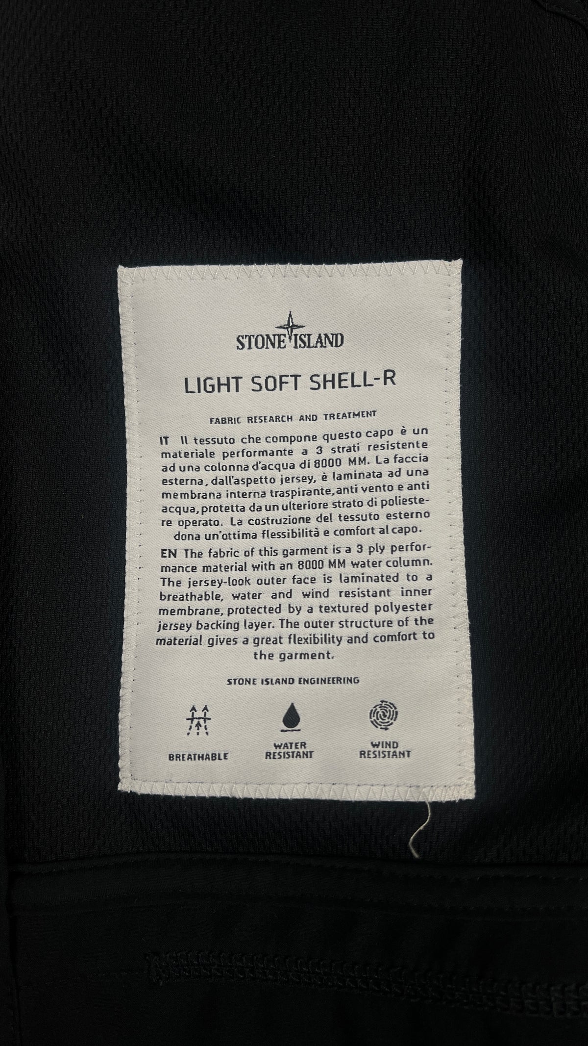 Veste à Capuche Stone Island Light Soft Shell-R, Noir, Taille XL — photographie complémentaire 5