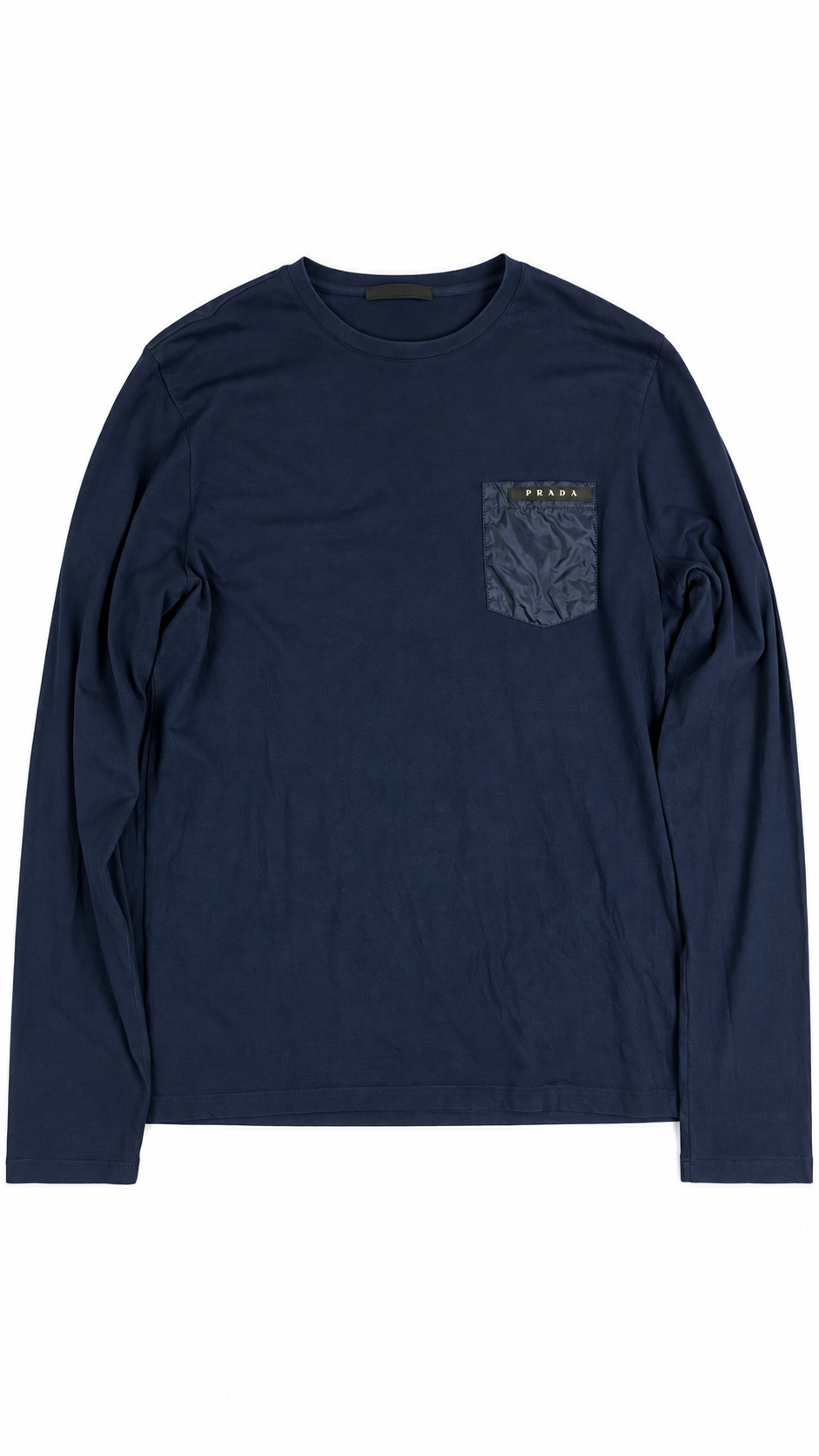 Tee-shirt Manches Longues Prada Poche Nylon, Marine, Taille M — photographie principale
