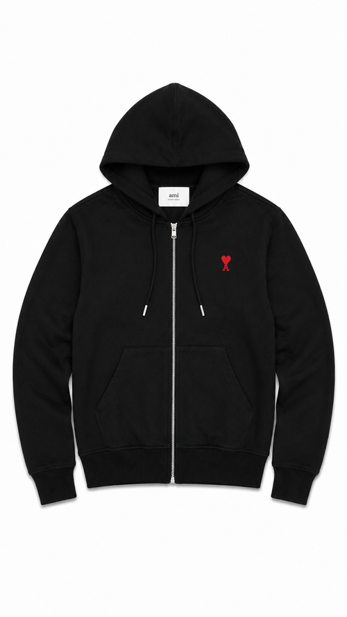 Felpa con cappuccio e zip Ami de Cœur AMI Paris - Nero - Nuovo