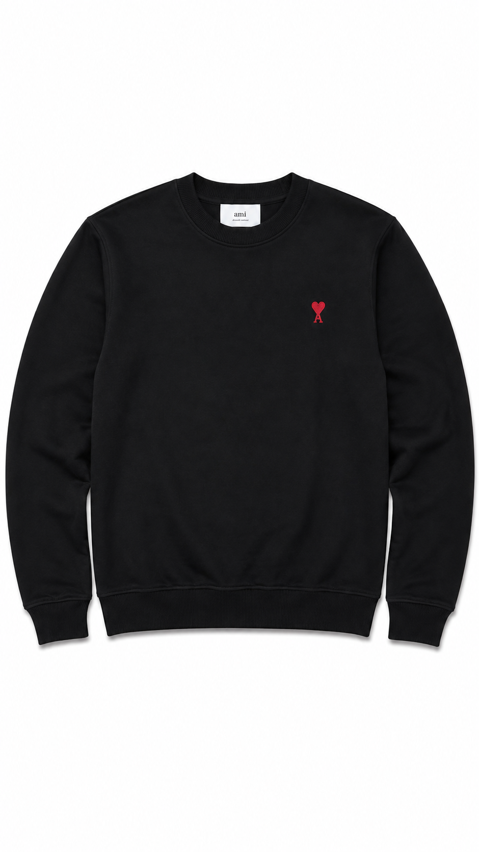 Sweatshirt Ami de Coeur AMI Paris noir neuf, broderie cœur rouge sur la poitrine — vue 1