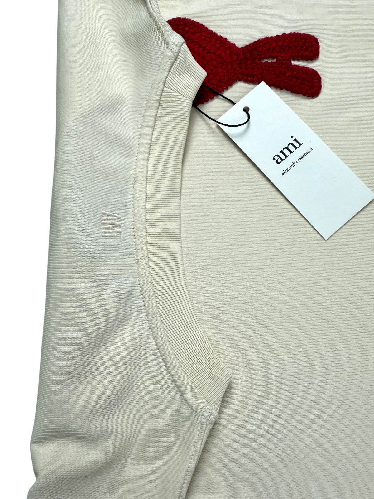 Tee-shirt Ami Paris cœur rouge crème taille S - Détail