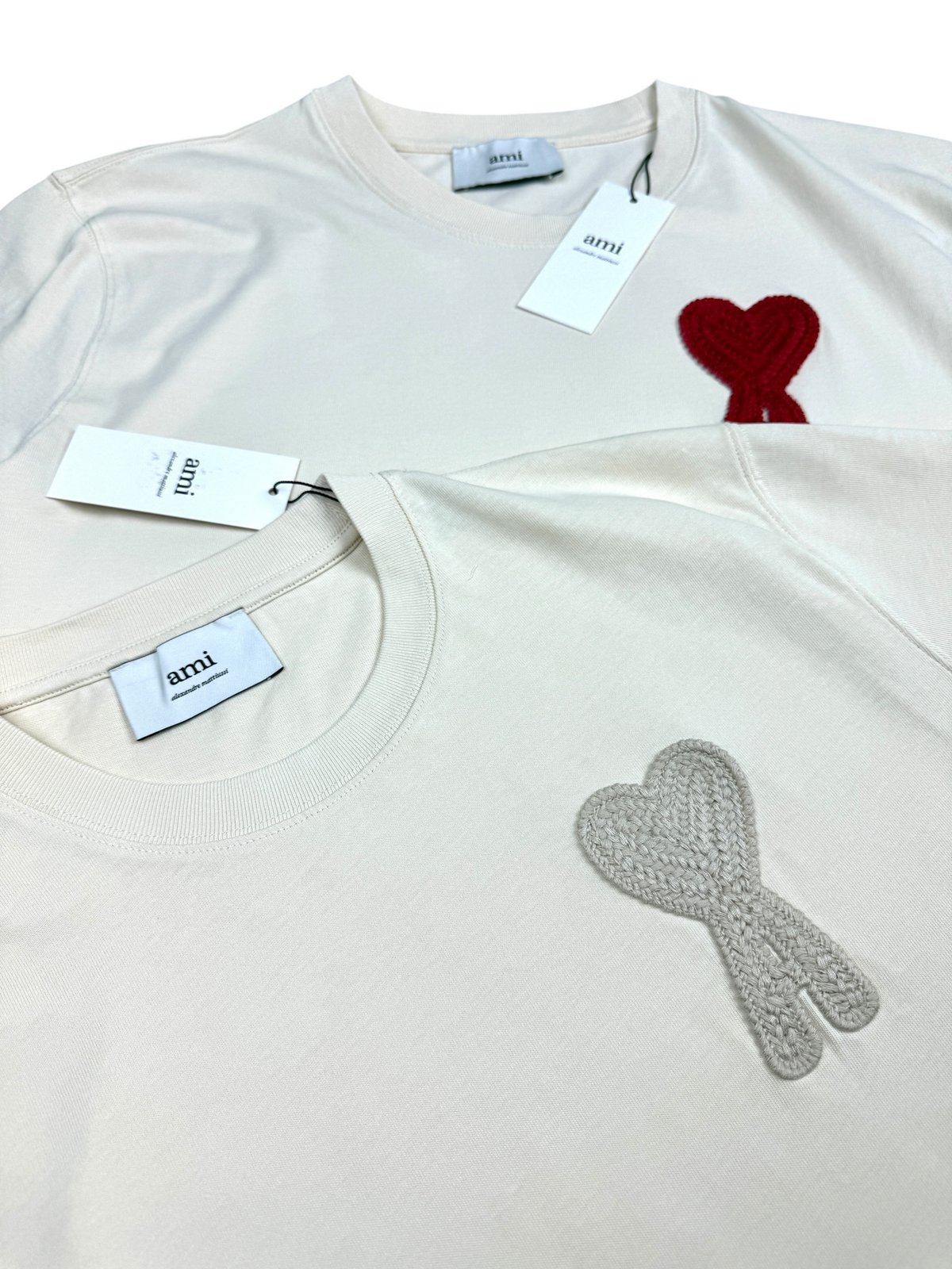 Tee-shirt Ami Paris cœur rouge crème taille S - Logo et étiquette