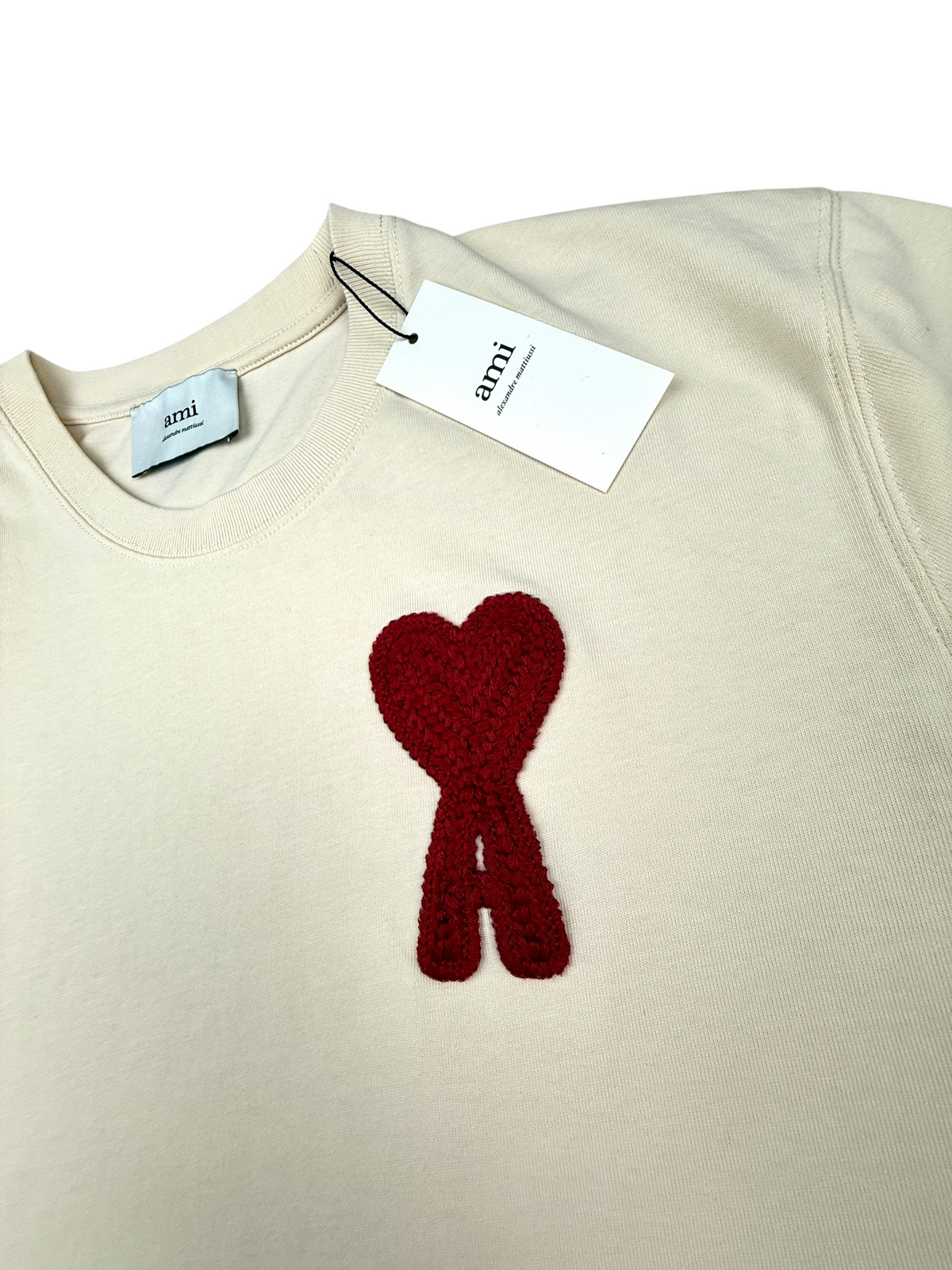 Tee-shirt Ami Paris cœur rouge crème taille S - Vue de dos