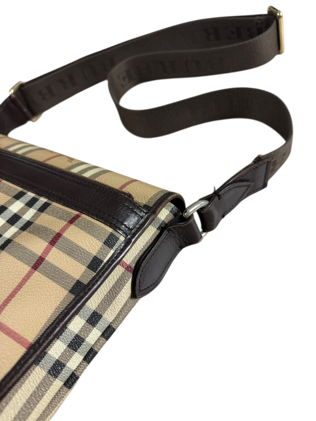 Sacoche Burberry crème / marron taille UNI - Vue côté