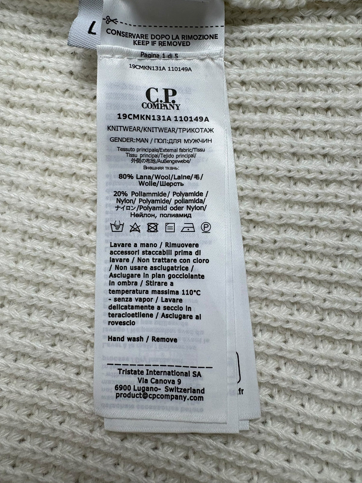 Cardigan C.P Company crème taille L - Vue côté
