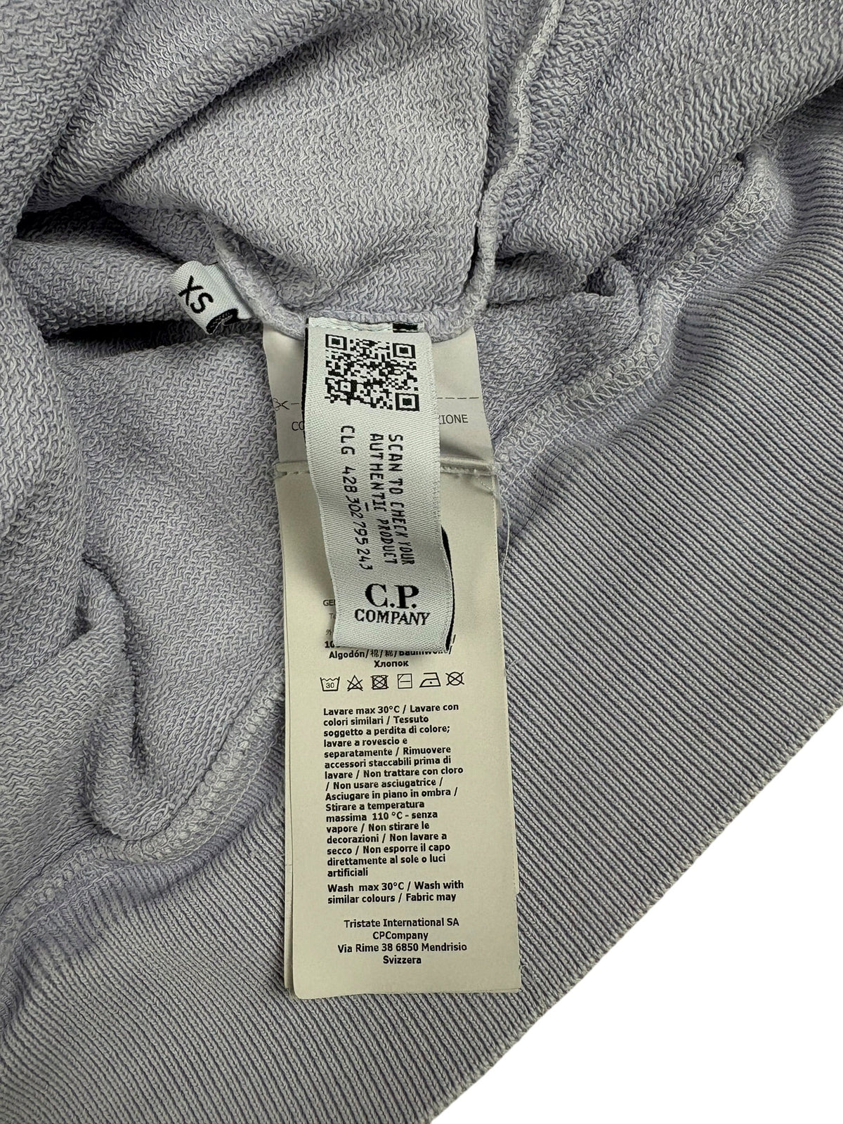 Hoodie C.P Company mauve taille XS - Logo et étiquette