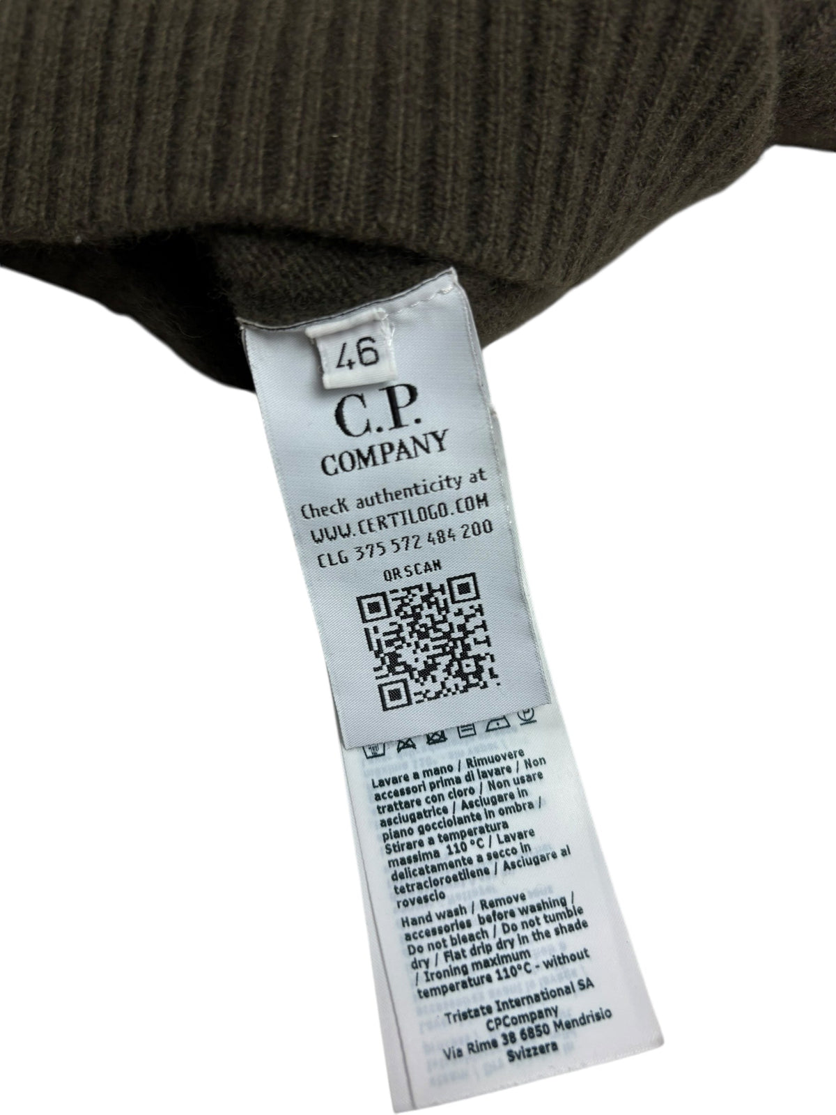 Pull C.P Company kaki taille 46 - Détail
