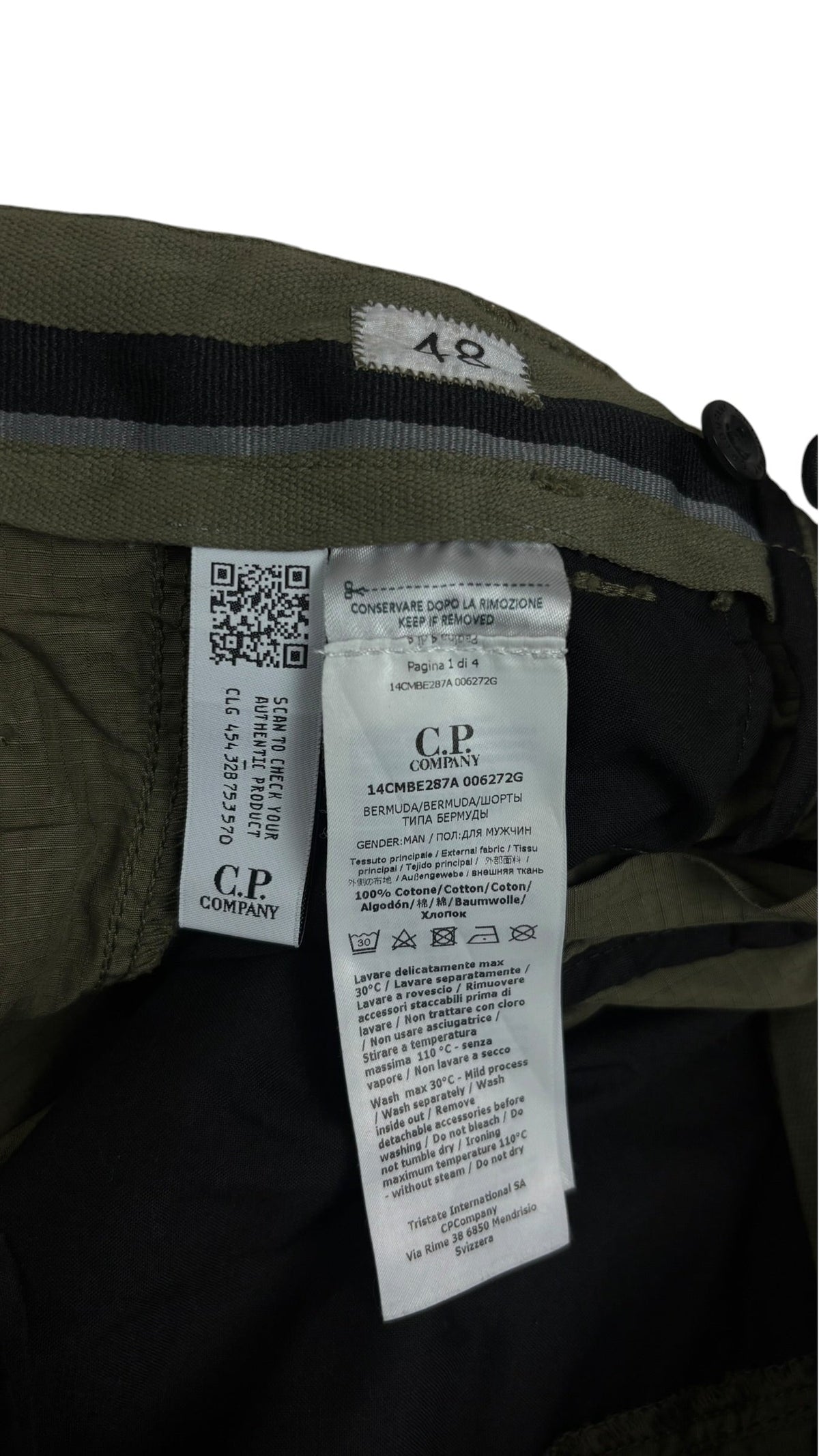 Short C.P Company kaki taille 48 - Vue côté