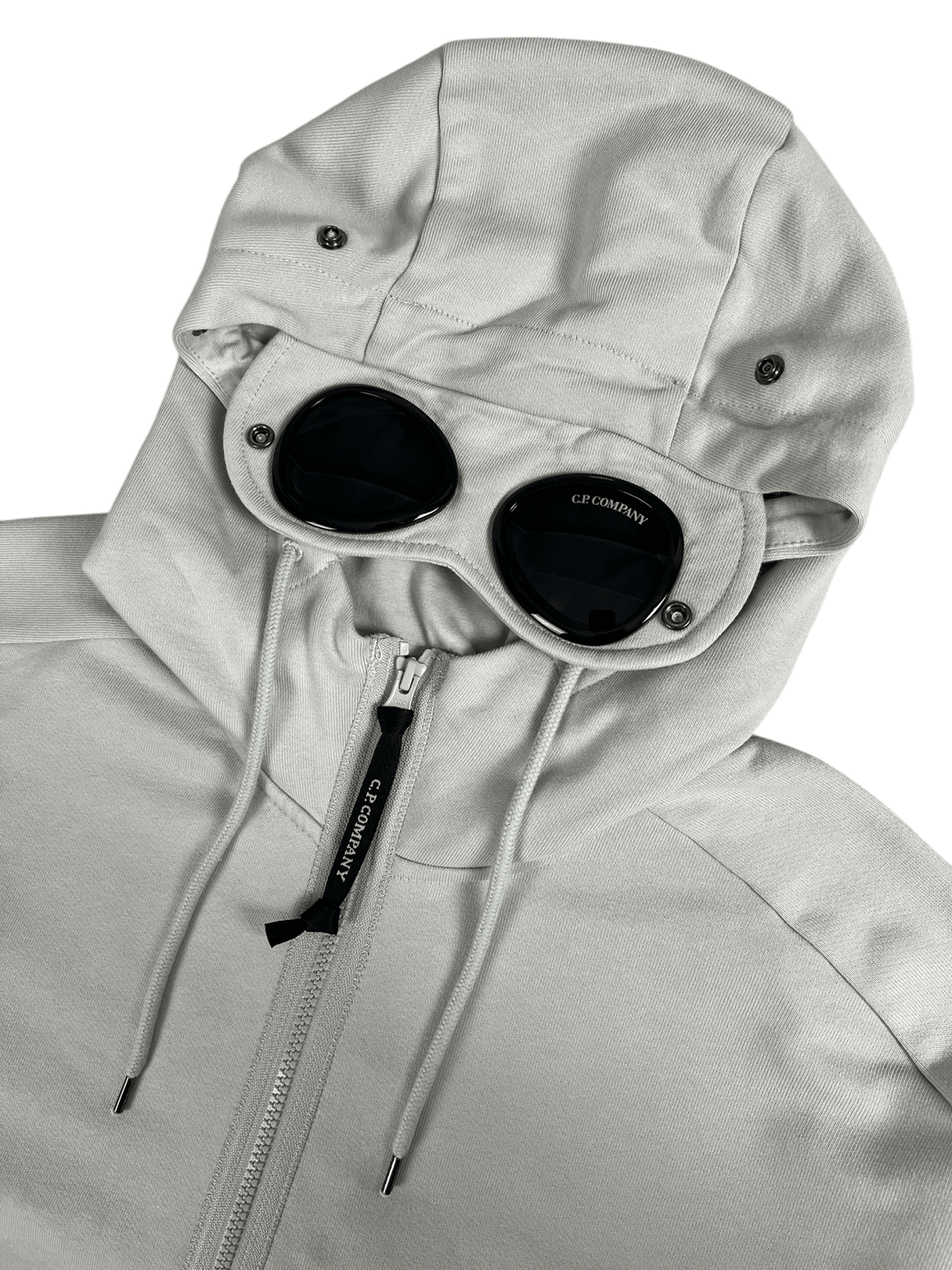 C.P Company Goggle zip hoodie, grey, back view — view 3