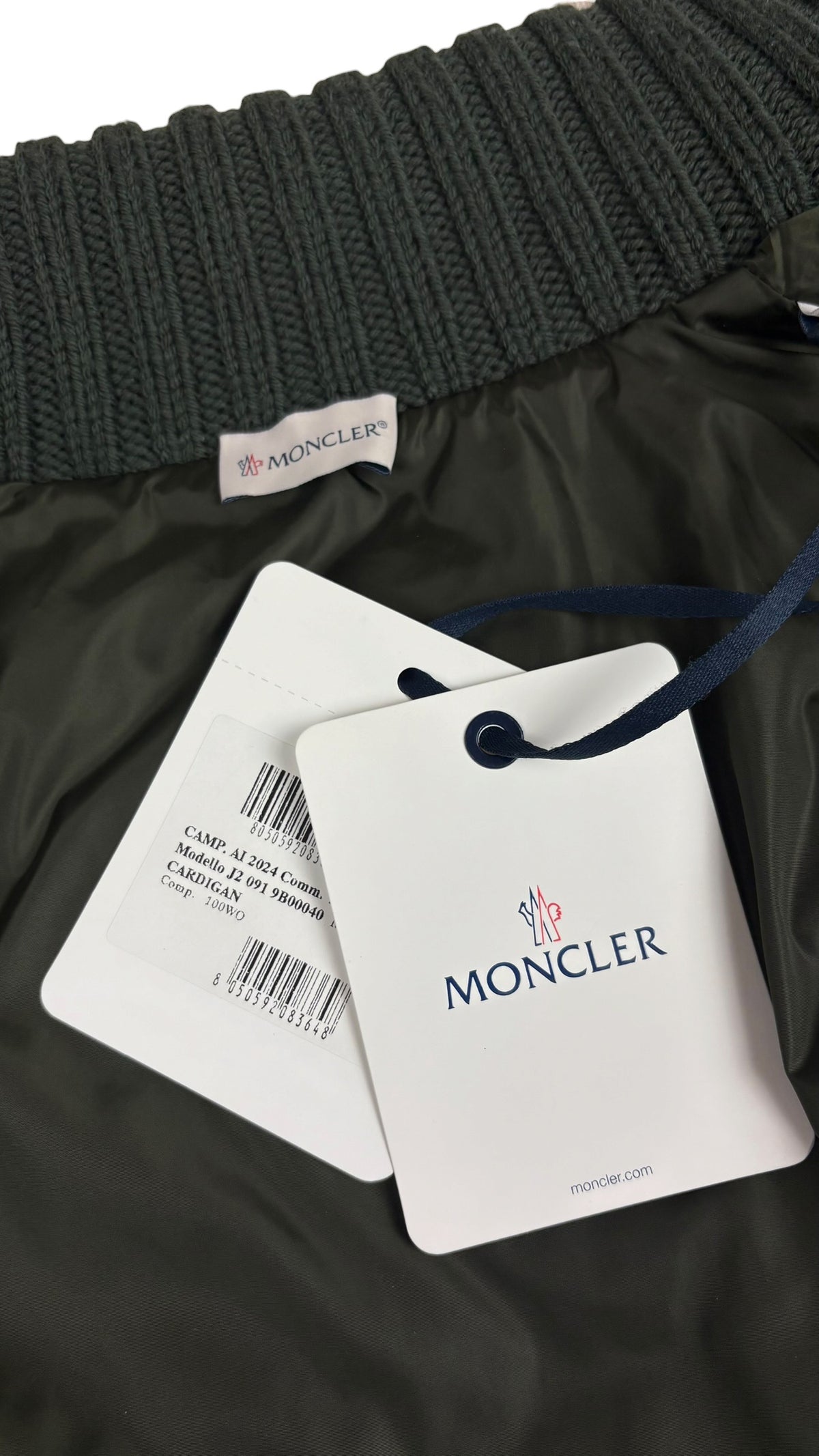 Cardigan Moncler zippé en laine kaki taille L neuf - vue 4/6