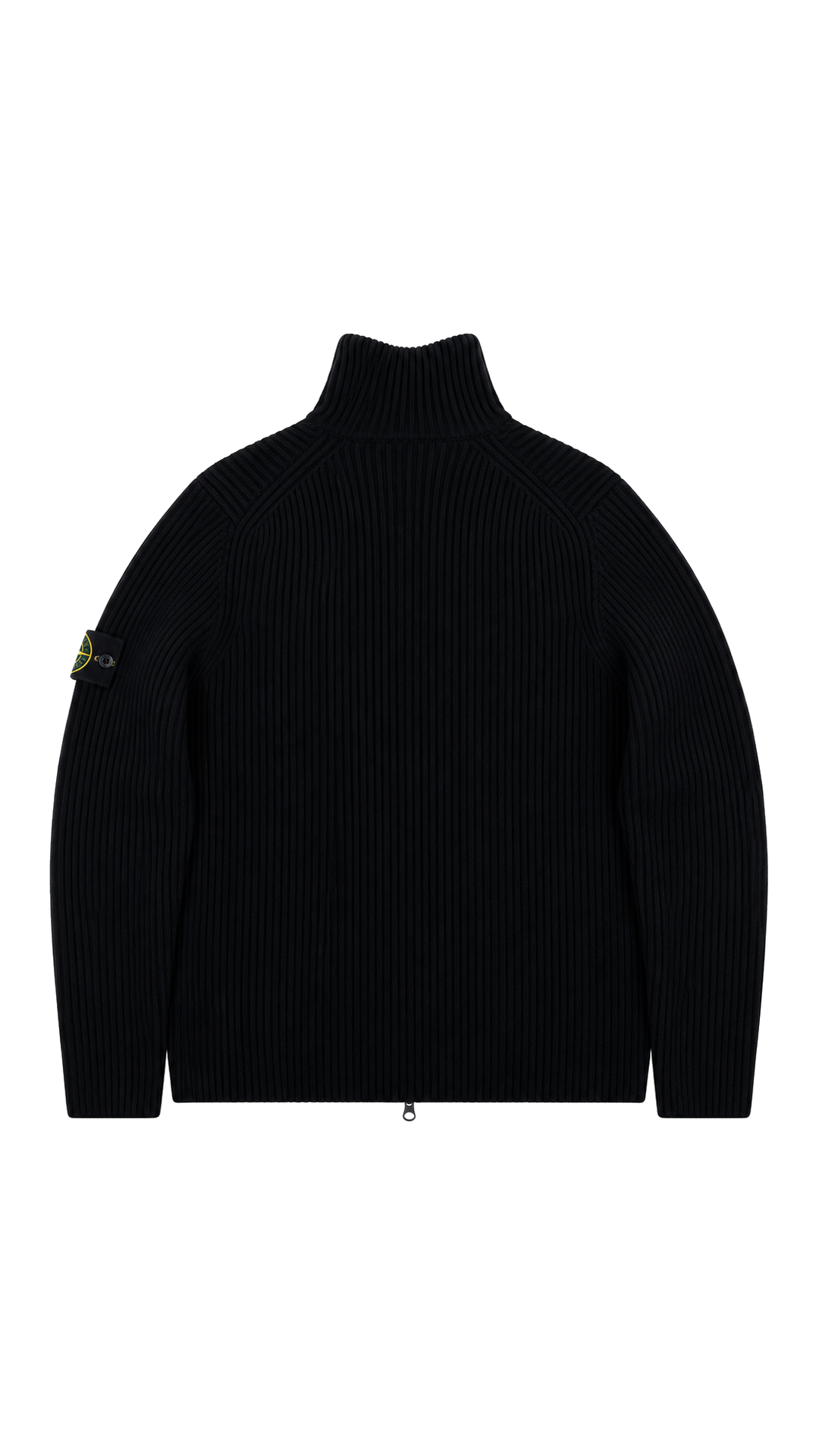 Cardigan Zippé Stone Island Vintage en Laine Côtelée noir, taille XL – vue de dos – NB08 Shop