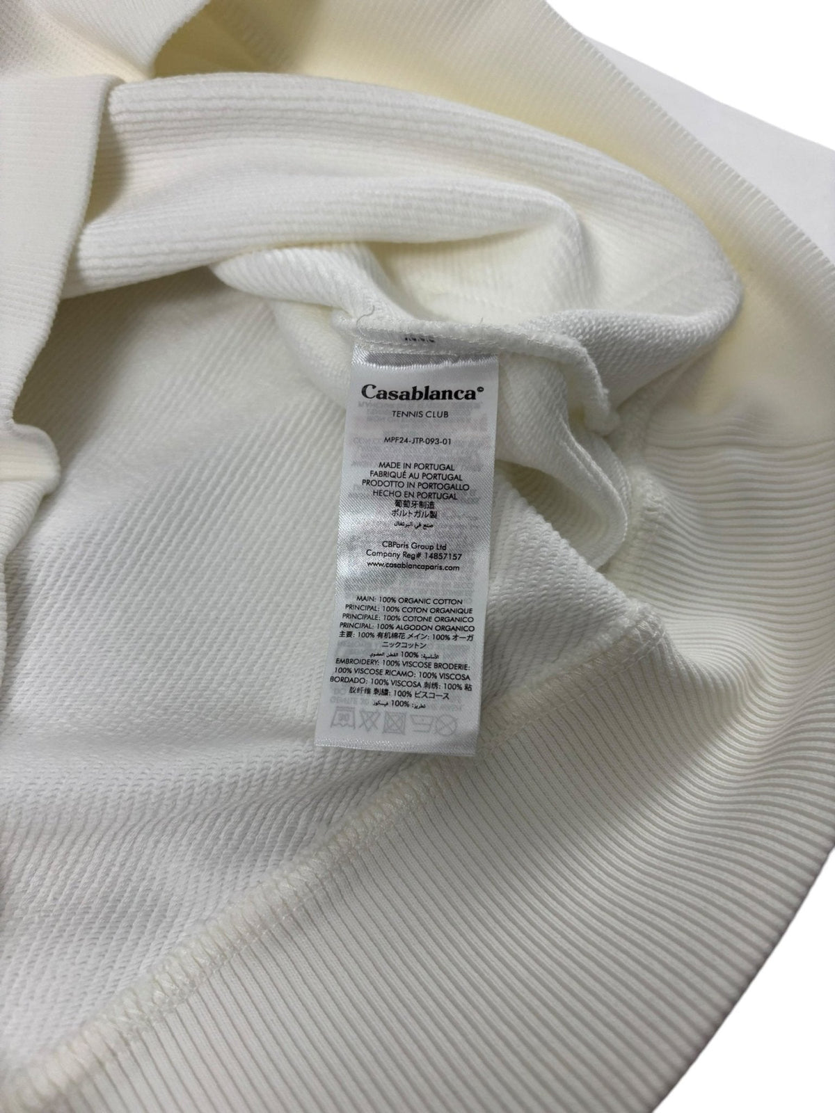 Sweat-shirt Crewneck Casablanca Croquis de Tennis blanc, détail logo et étiquette — vue 4