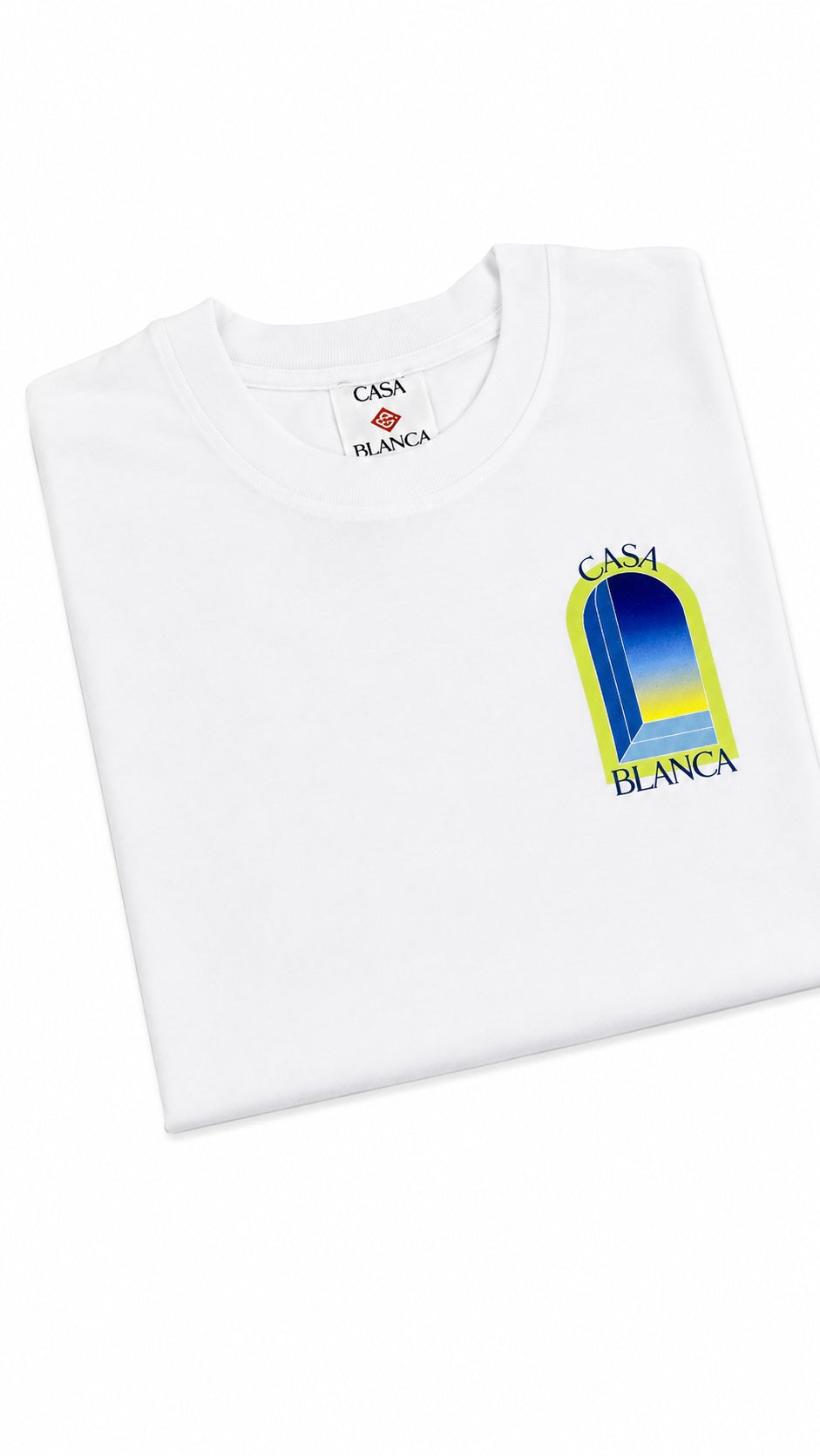 T-shirt Limearches Casablanca blanc neuf, étiquette Casablanca Paris en détail — vue 4
