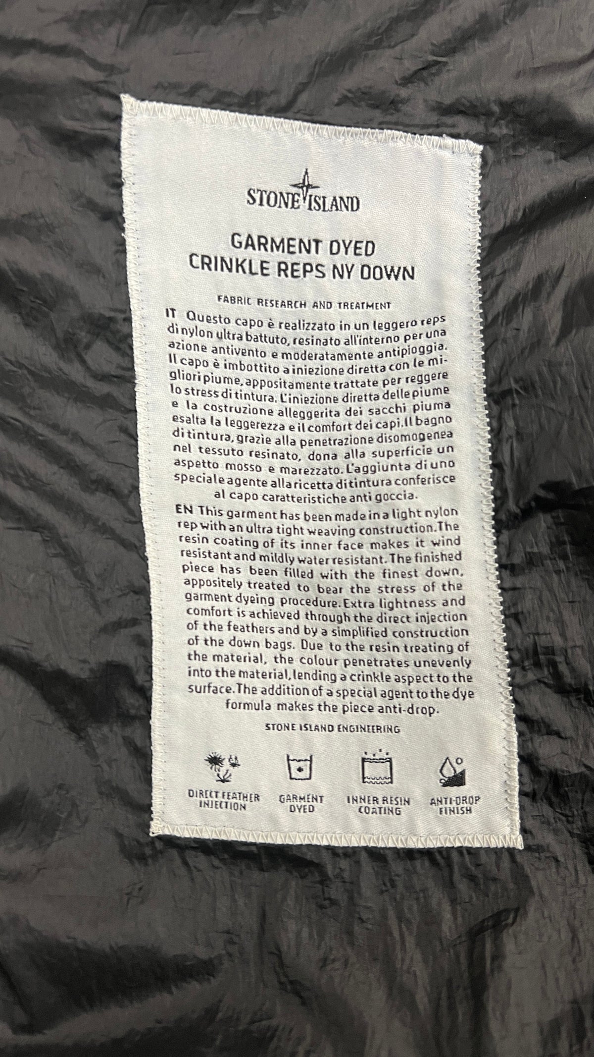 Doudoune à Capuche Stone Island Garment Dyed Crinkle Reps NY Down Marine taille M – photo complémentaire 3 – NB08 Shop