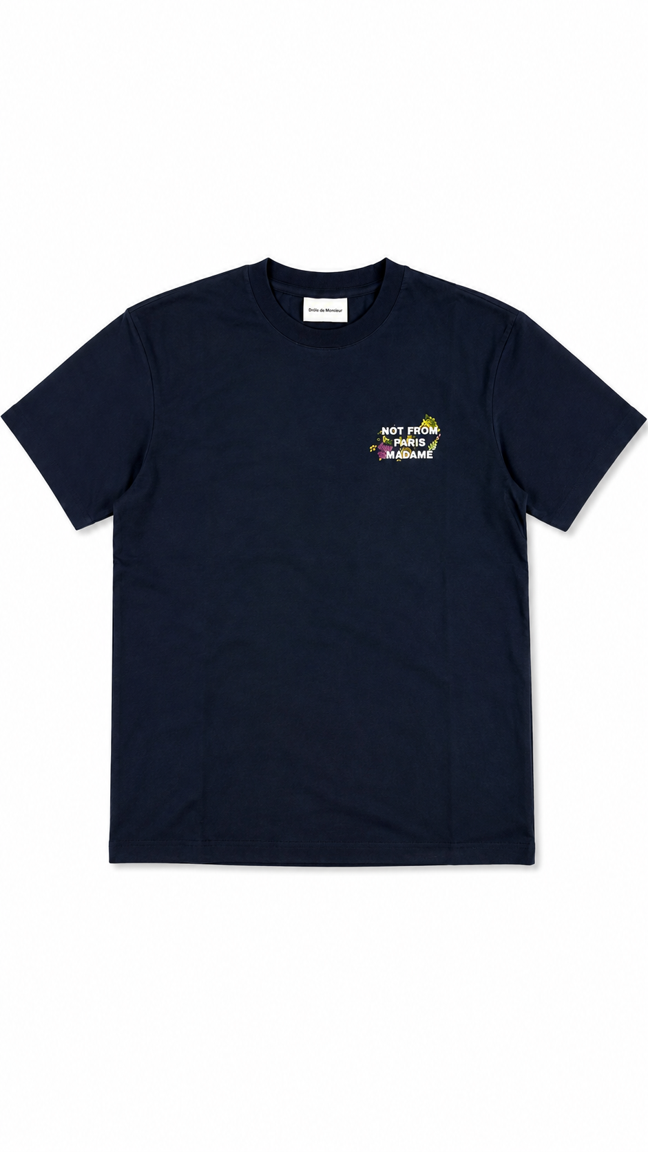 Tee-shirt Drôle de Monsieur Vine Embroidered Slogan bleu marine neuf - vue 1/4