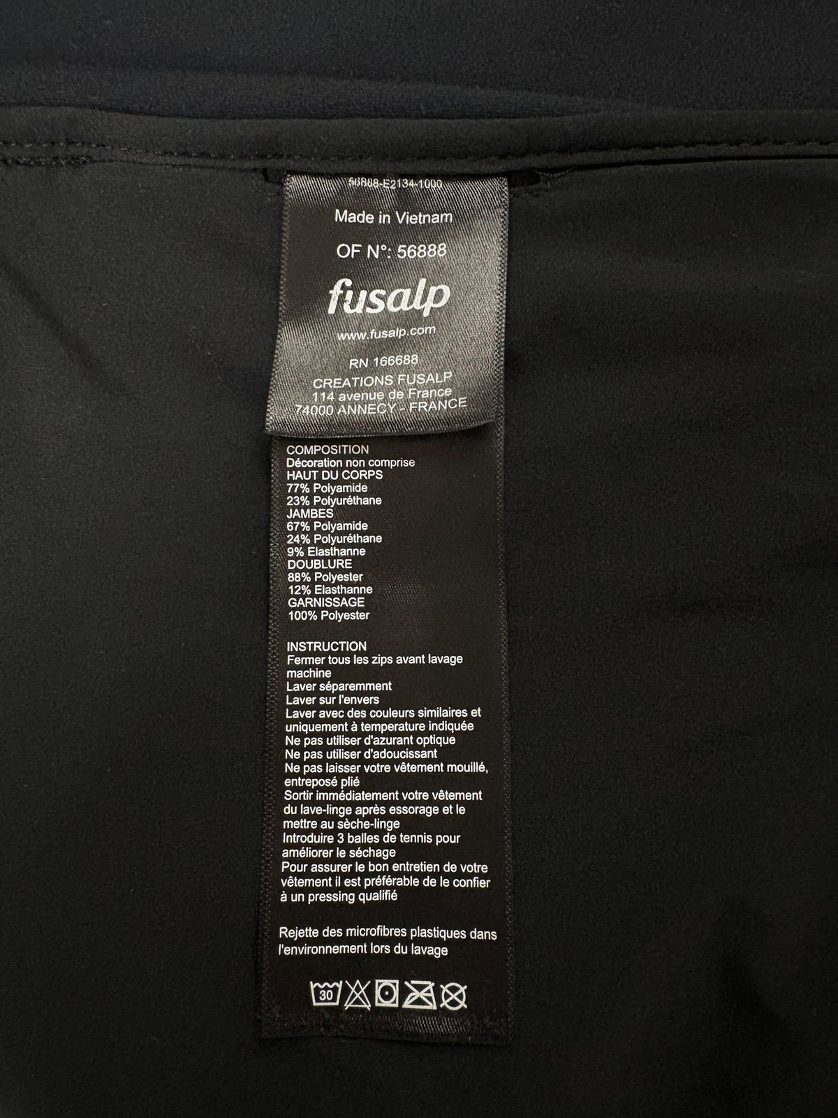 Fusalp jacket, black, size XL - Logo and label