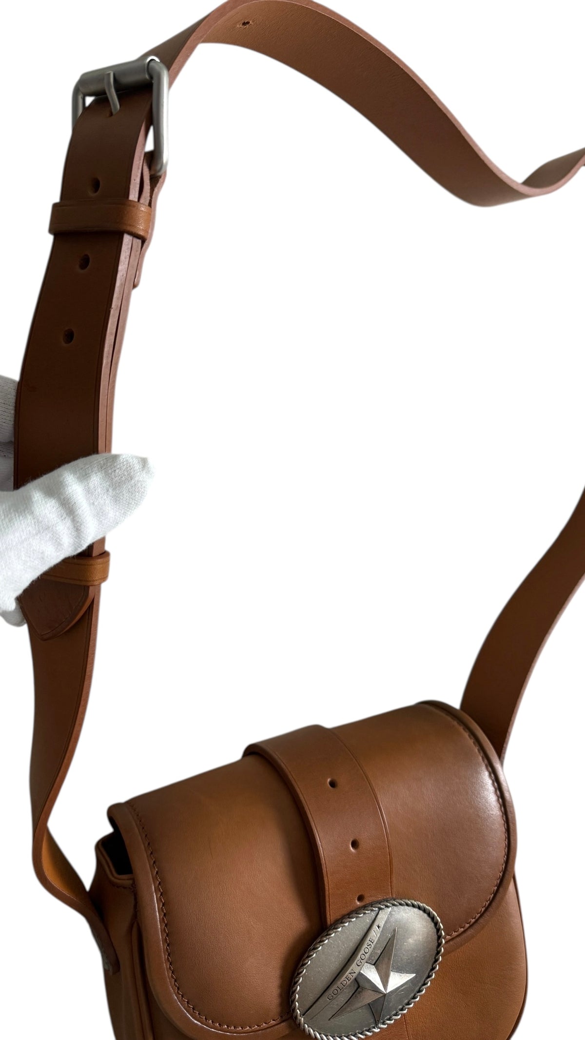 Sac Golden Goose Rodeo Bag Star marron taille UNI, détail étiquette — vue 8