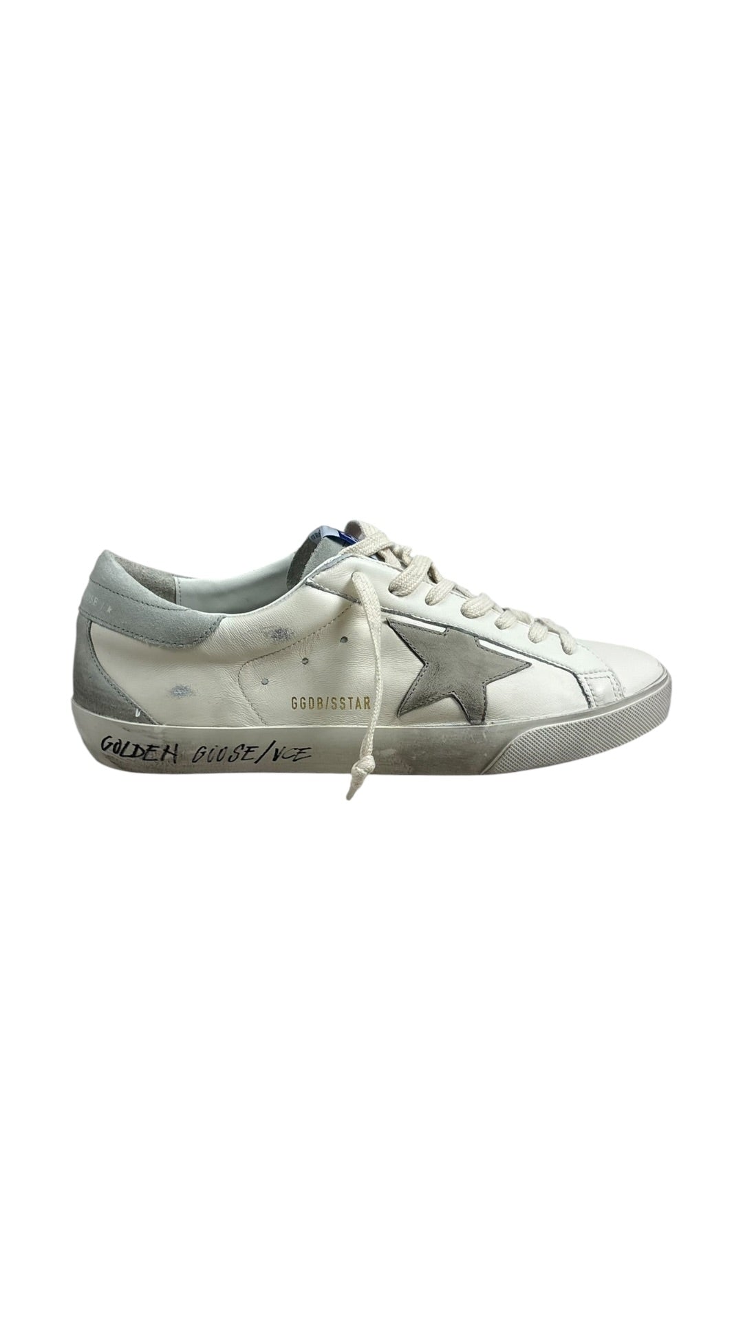 Sneakers Golden Goose Super-Star nappa et nubuck blanc gris glacé neuf - vue 1/4