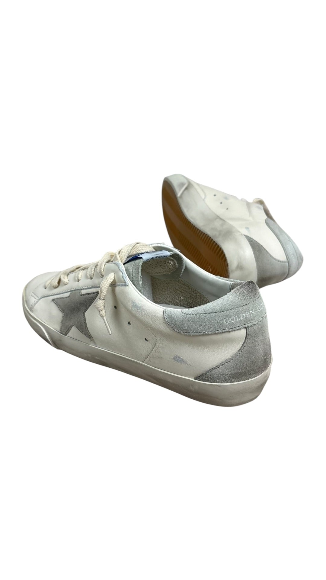 Golden Goose Super-Star nappa and nubuck sneakers, white and ice grey, new - view 4/4