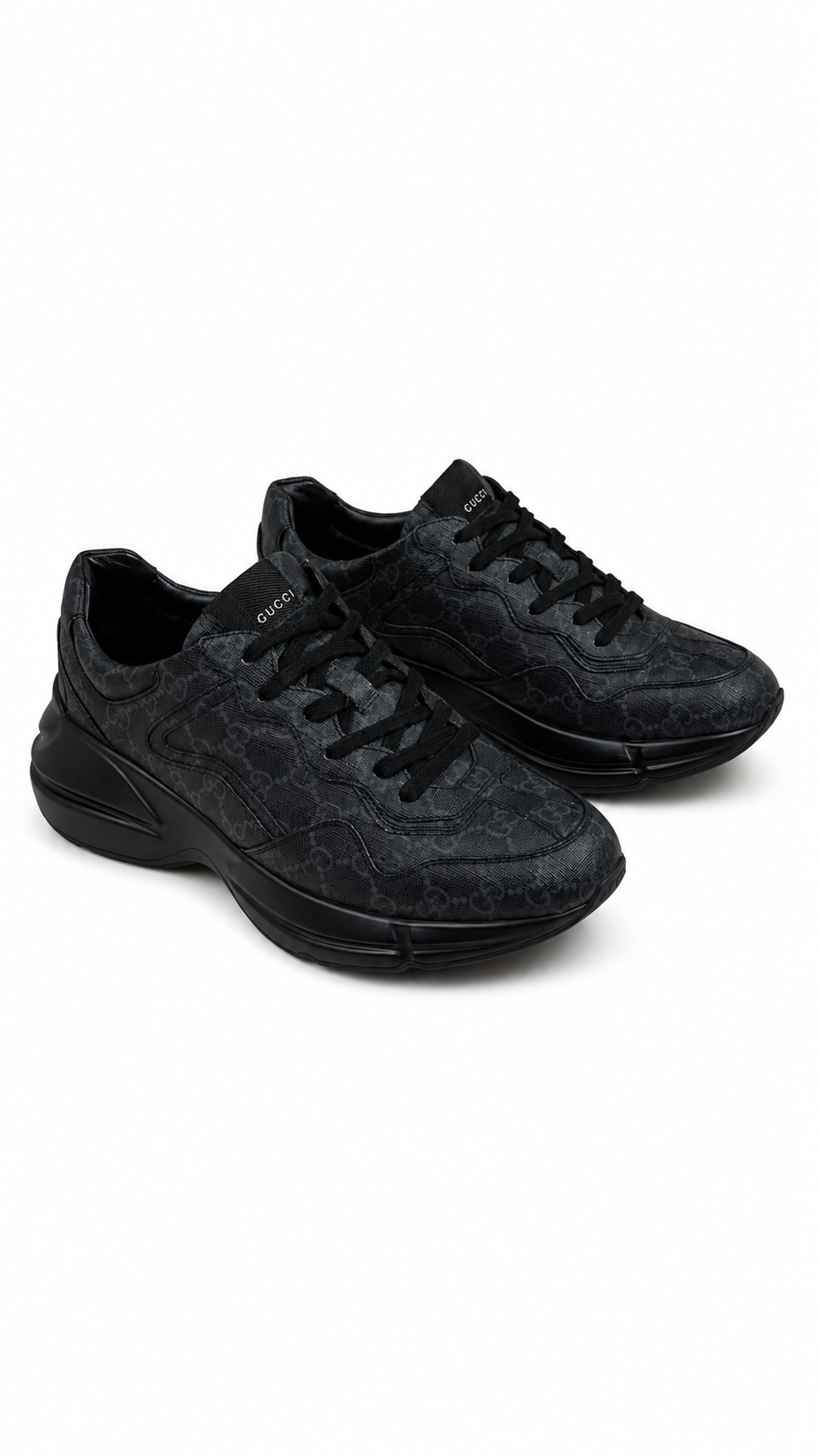 Sneakers Gucci GG Rhyton Black Monogram noir pointure 41.5, autre angle — vue 2