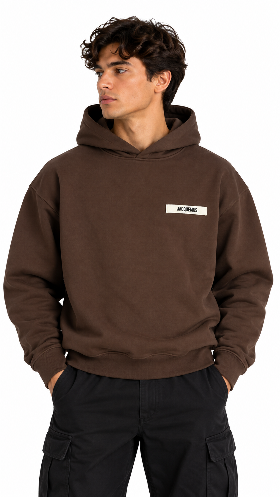 Hoodie Jacquemus Gros Grain in Braun, Detail Etiketten und Verarbeitung — Ansicht 4