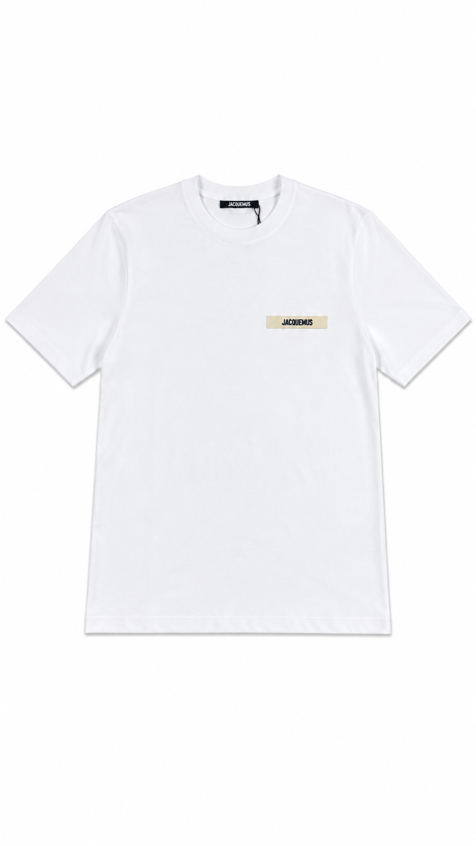T-shirt Gros Grain Jacquemus blanc neuf, ruban logo gros-grain brodé sur la poitrine — vue 1