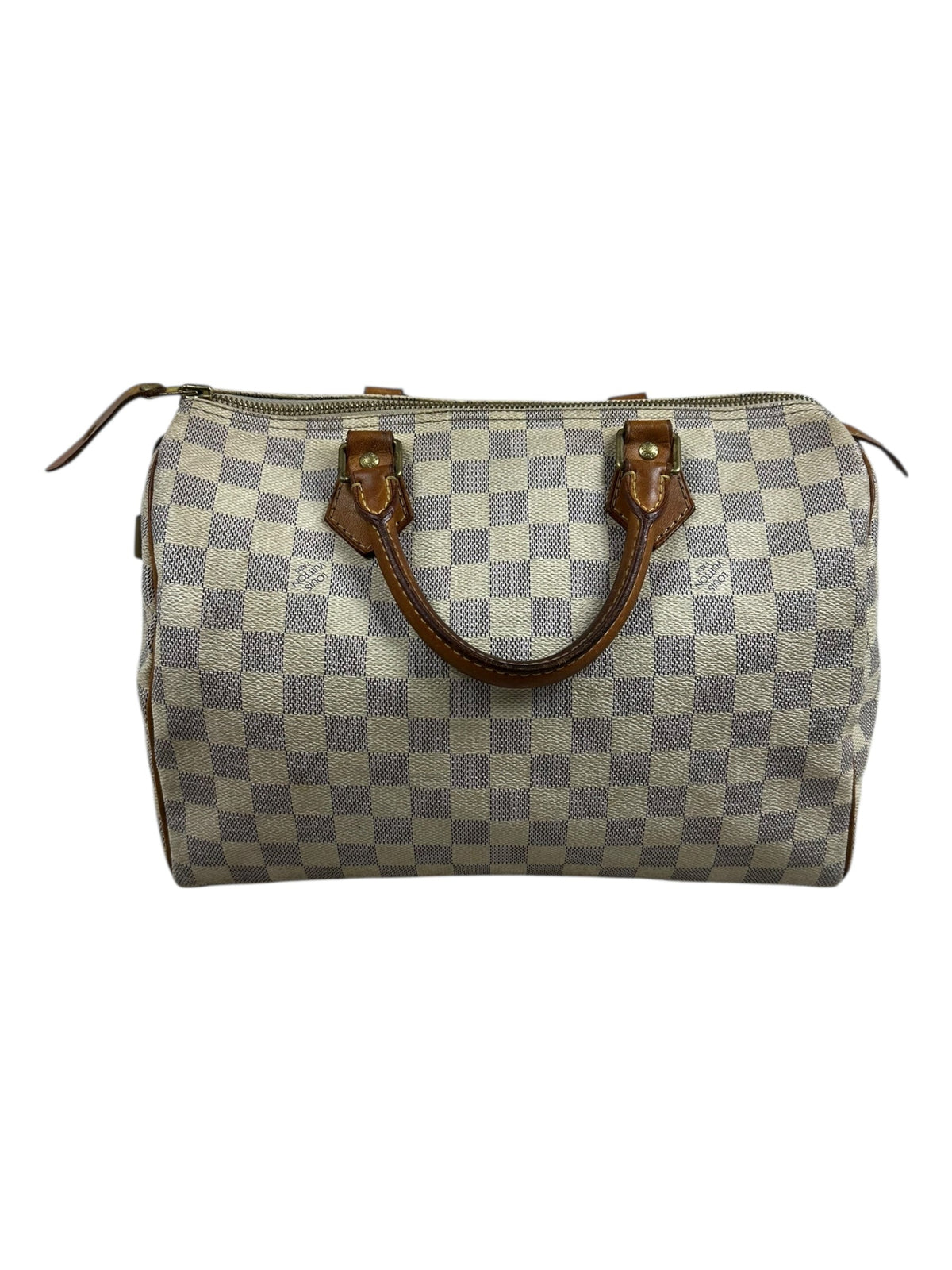 Sac Louis Vuitton beige / marron taille 30 - Vue de face