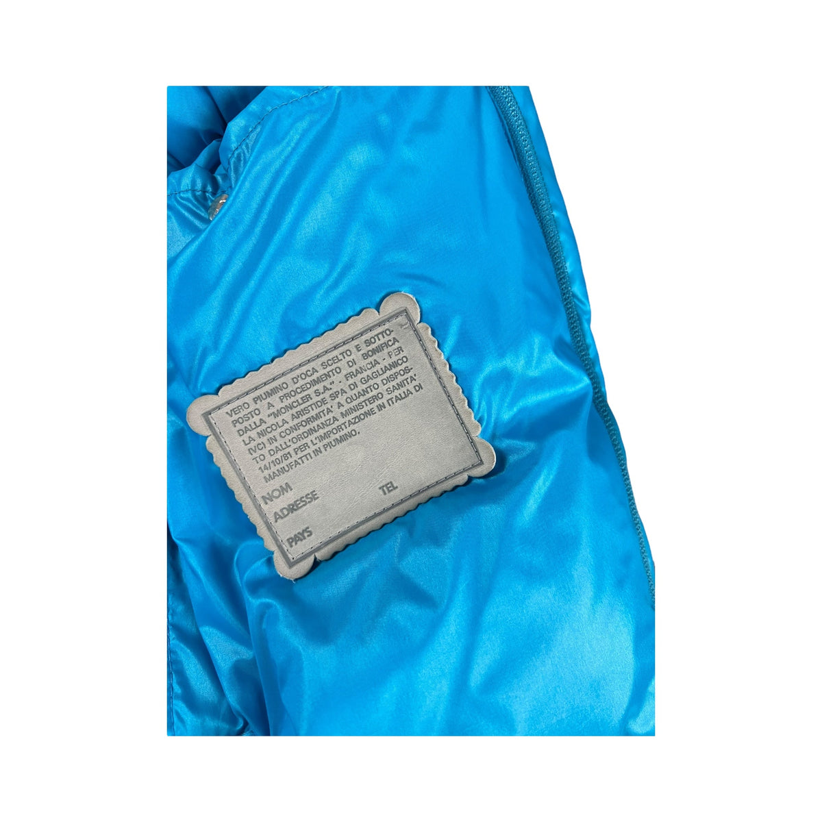 Moncler Grenoble down jacket, blue, size L, side view — view 5