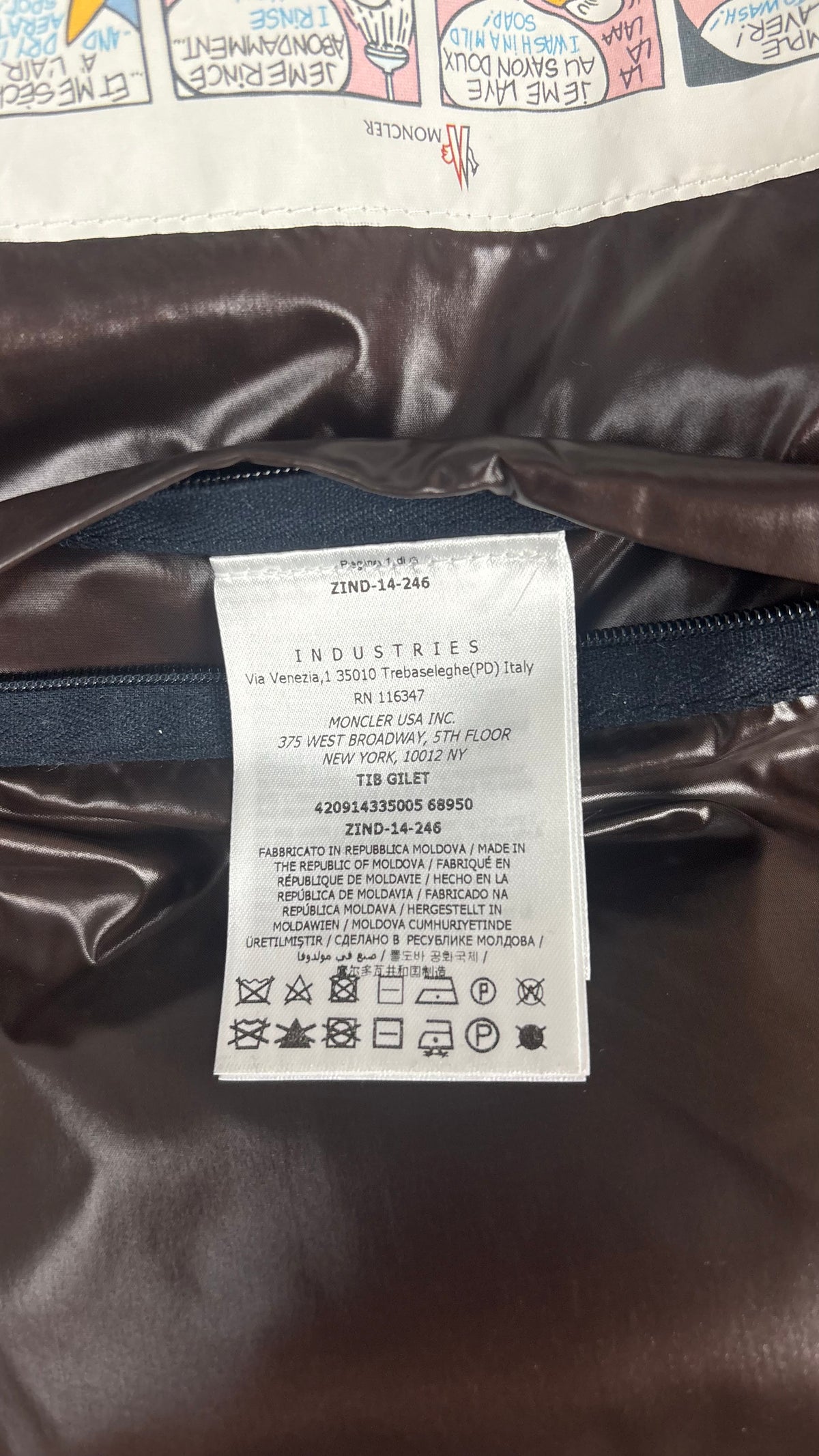 Daunenweste Moncler Tib in Navy, Größe 3, Detail Etiketten und Verarbeitung — Ansicht 7