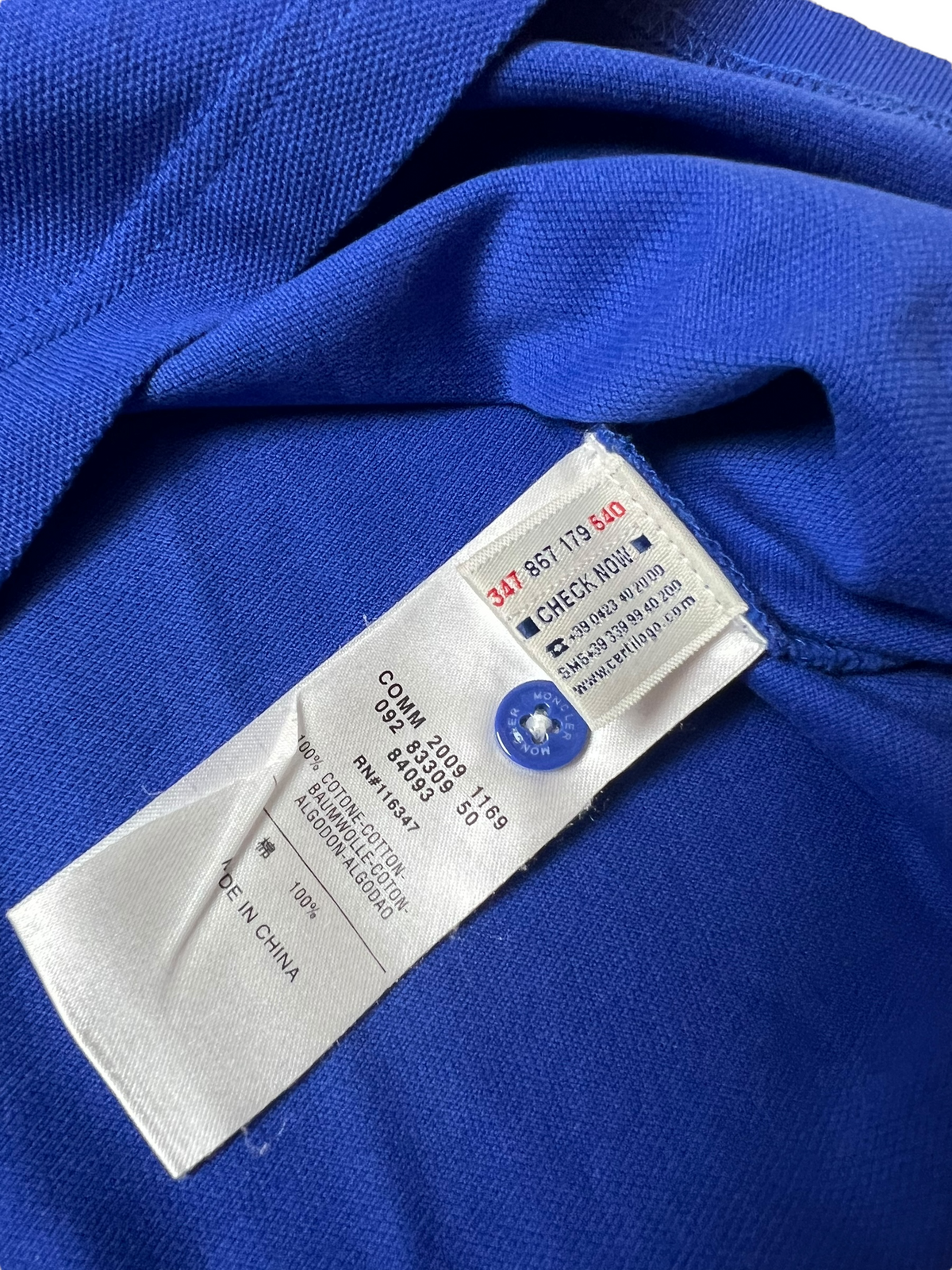 Polo Moncler bleu taille M - Détail