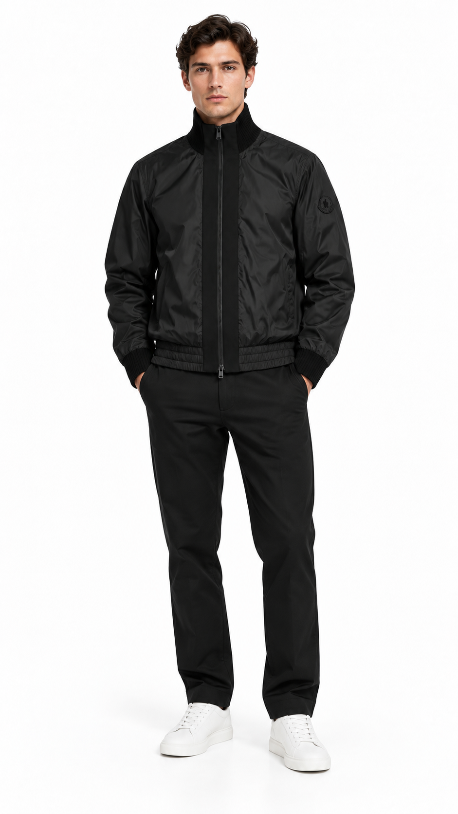 Veste Bomber Moncler en Nylon noir taille 3 (L), détail étiquettes et finitions — vue 4