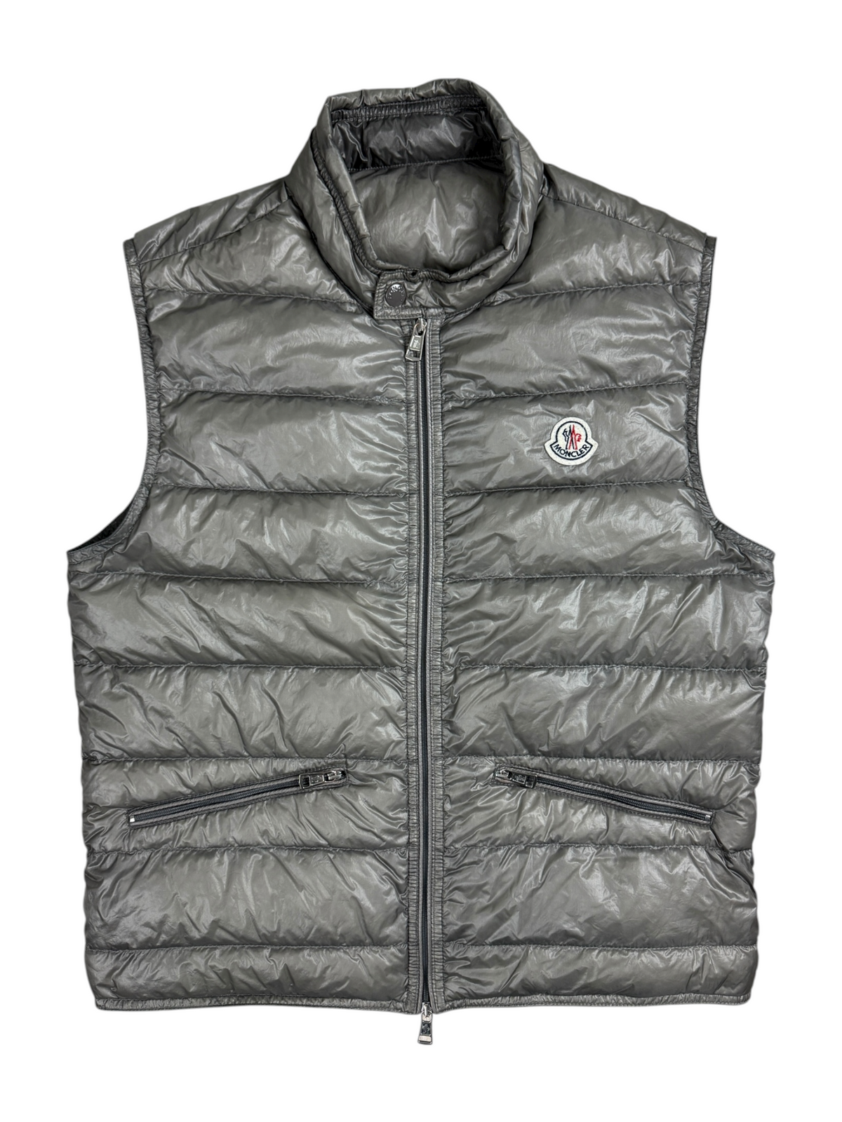 Veste Moncler gris métallisé taille 1 - Vue de face