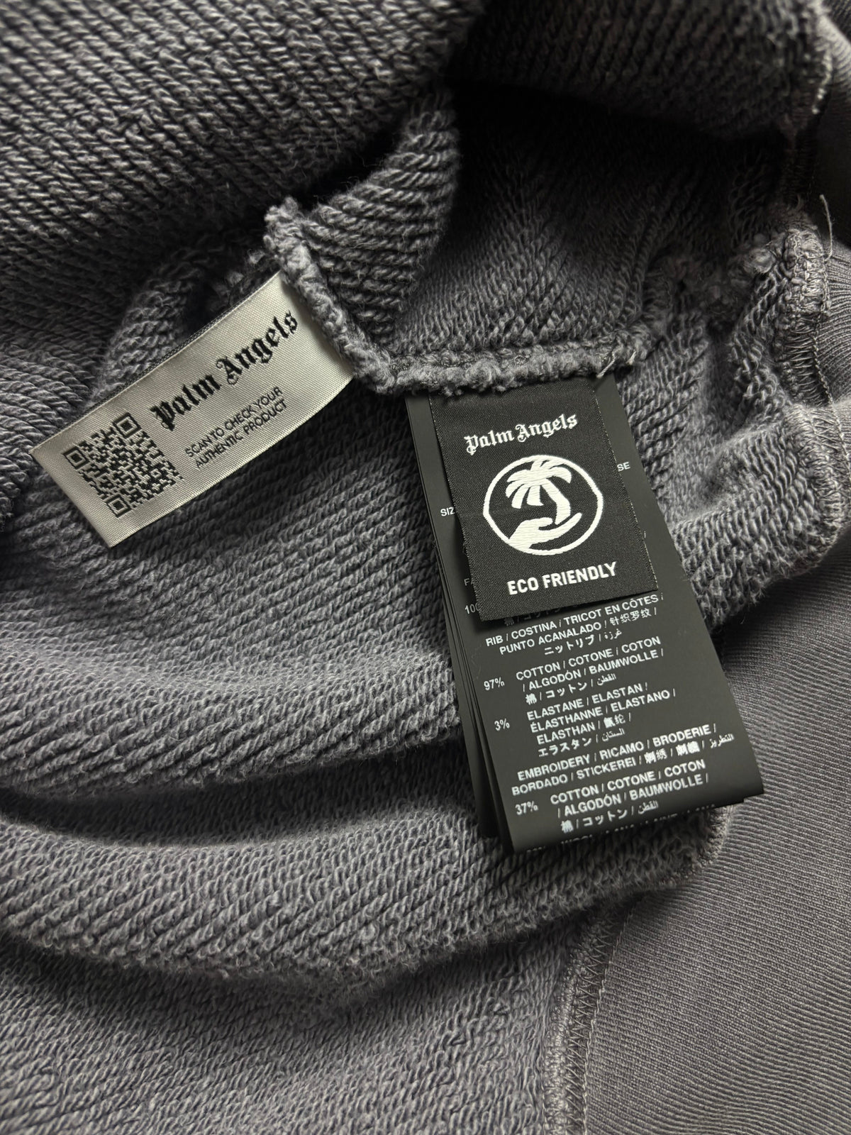 Pull Palm Angels gris taille S - Logo et étiquette