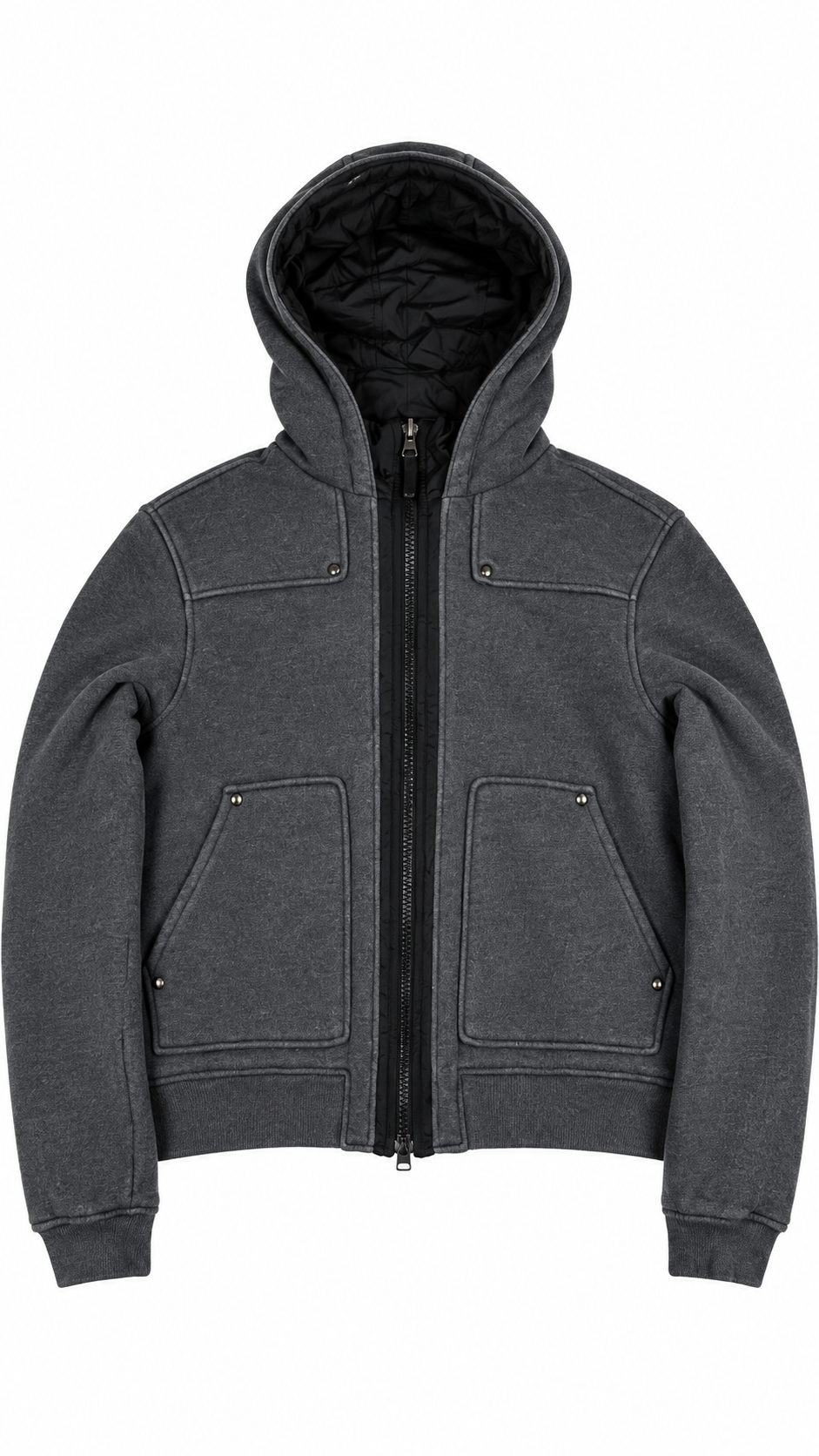 Blouson Prada Linea Rossa Réversible noir / gris taille S, vue de dos — vue 2