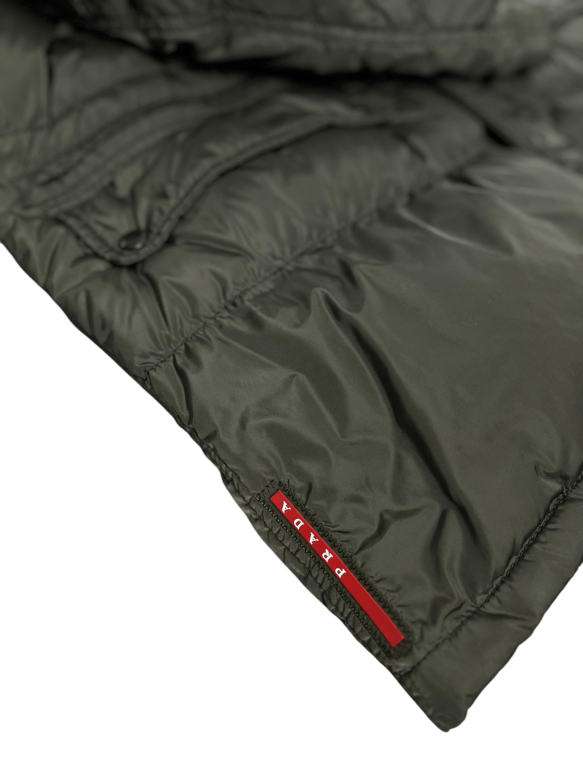Parka Prada Active Sport kaki taille 52, détail logo et étiquette — vue 4