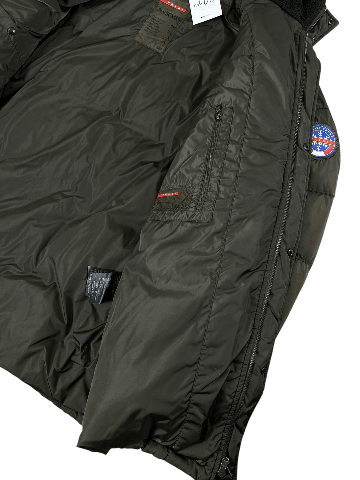 Parka Prada Active Sport kaki taille 52, vue de côté — vue 5