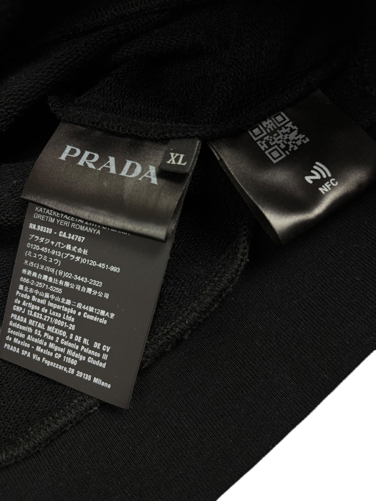 Sweat Prada noir taille XL - Détail