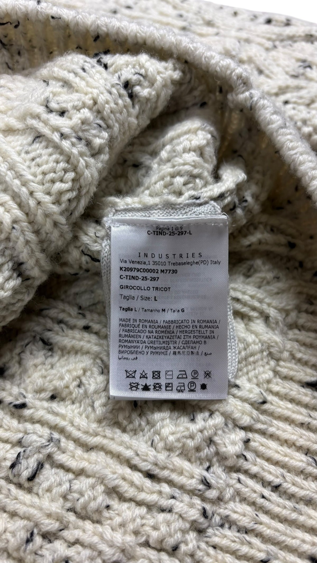 Moncler Grenoble wool jumper, cream and black, size L, new - view 4/4