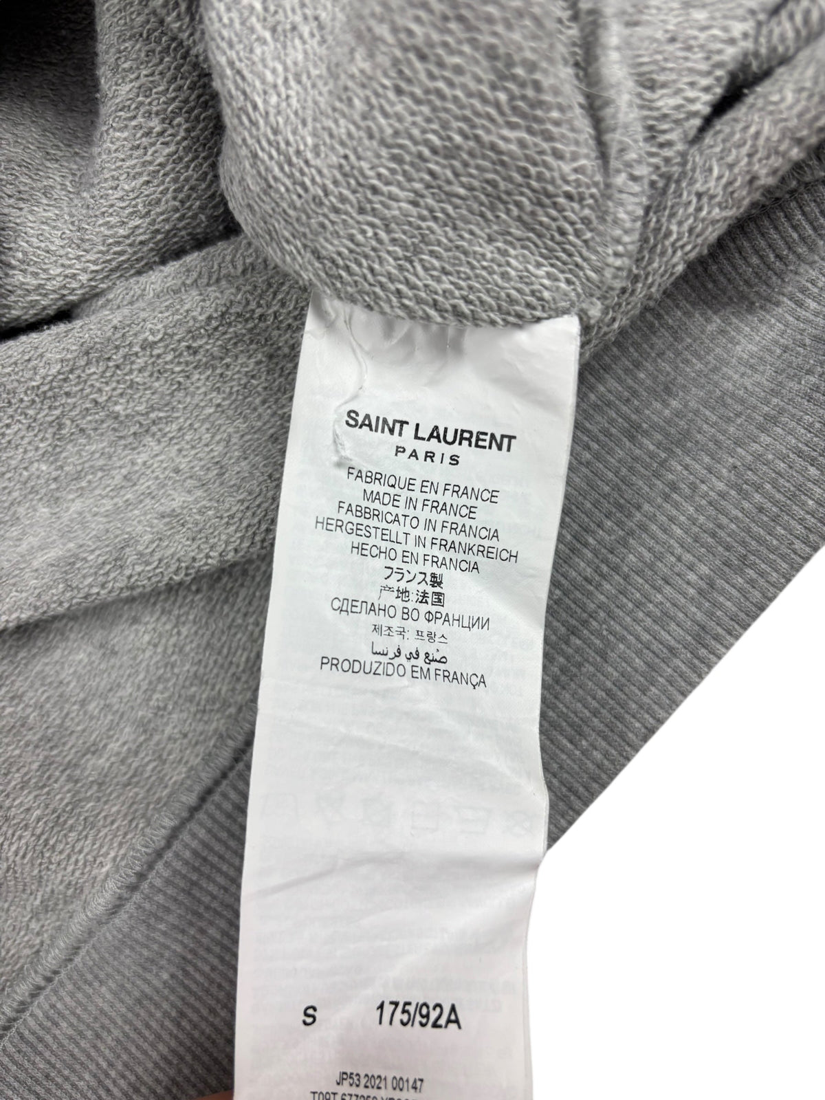 Hoodie Saint Laurent gris taille S - Détail