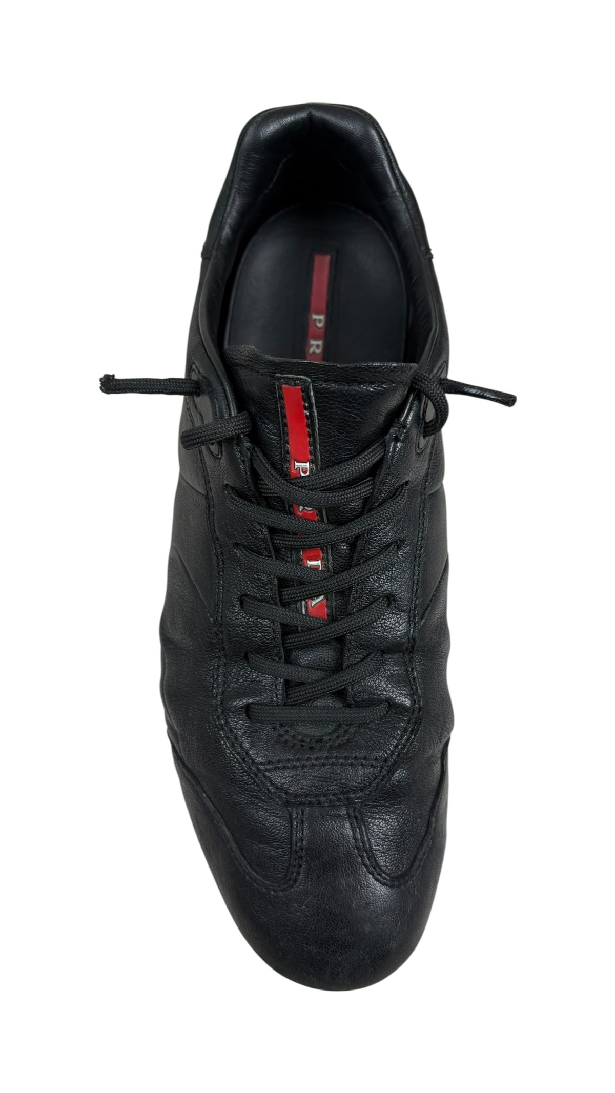 Sneakers Prada Aviator Sport en cuir noir - vue détaillée 1