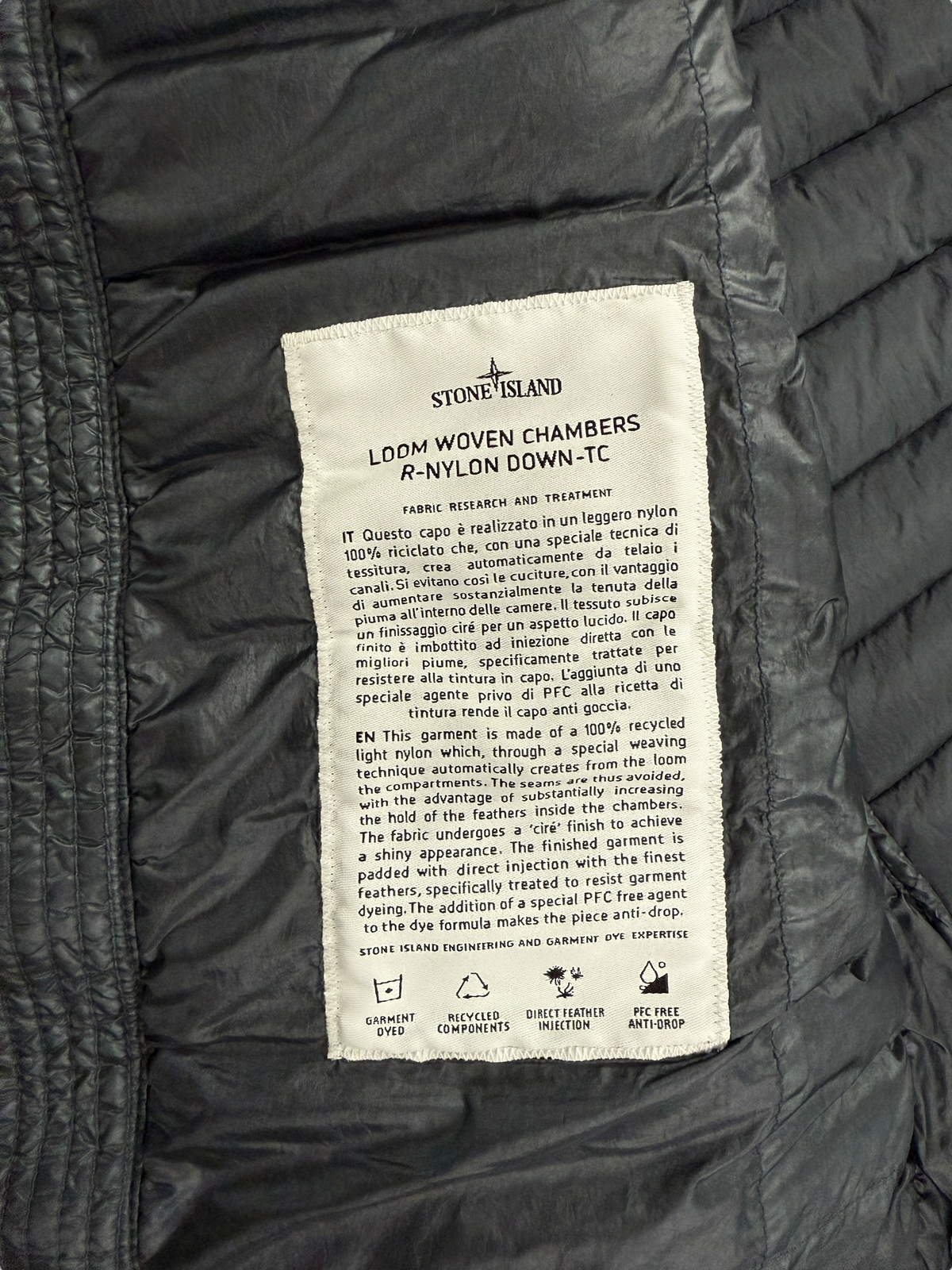 Doudoune Stone Island gris taille S - Vue côté