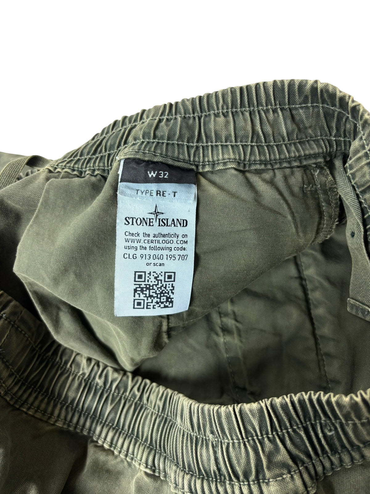 Pantalon Stone Island kaki taille W32 - Logo et étiquette