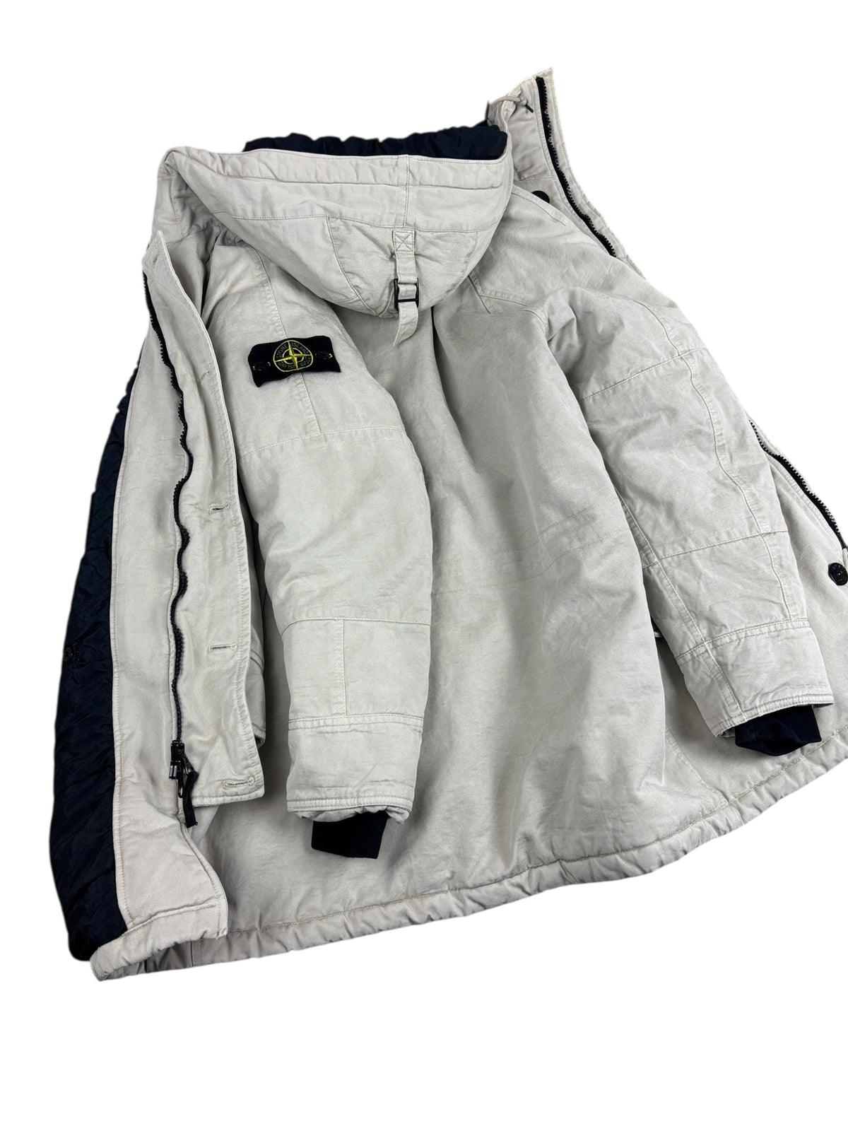 Parka Stone Island crème taille L - Vue côté