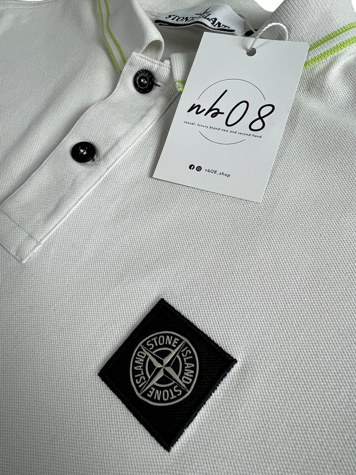 Polo Stone Island blanc taille M - Vue de dos