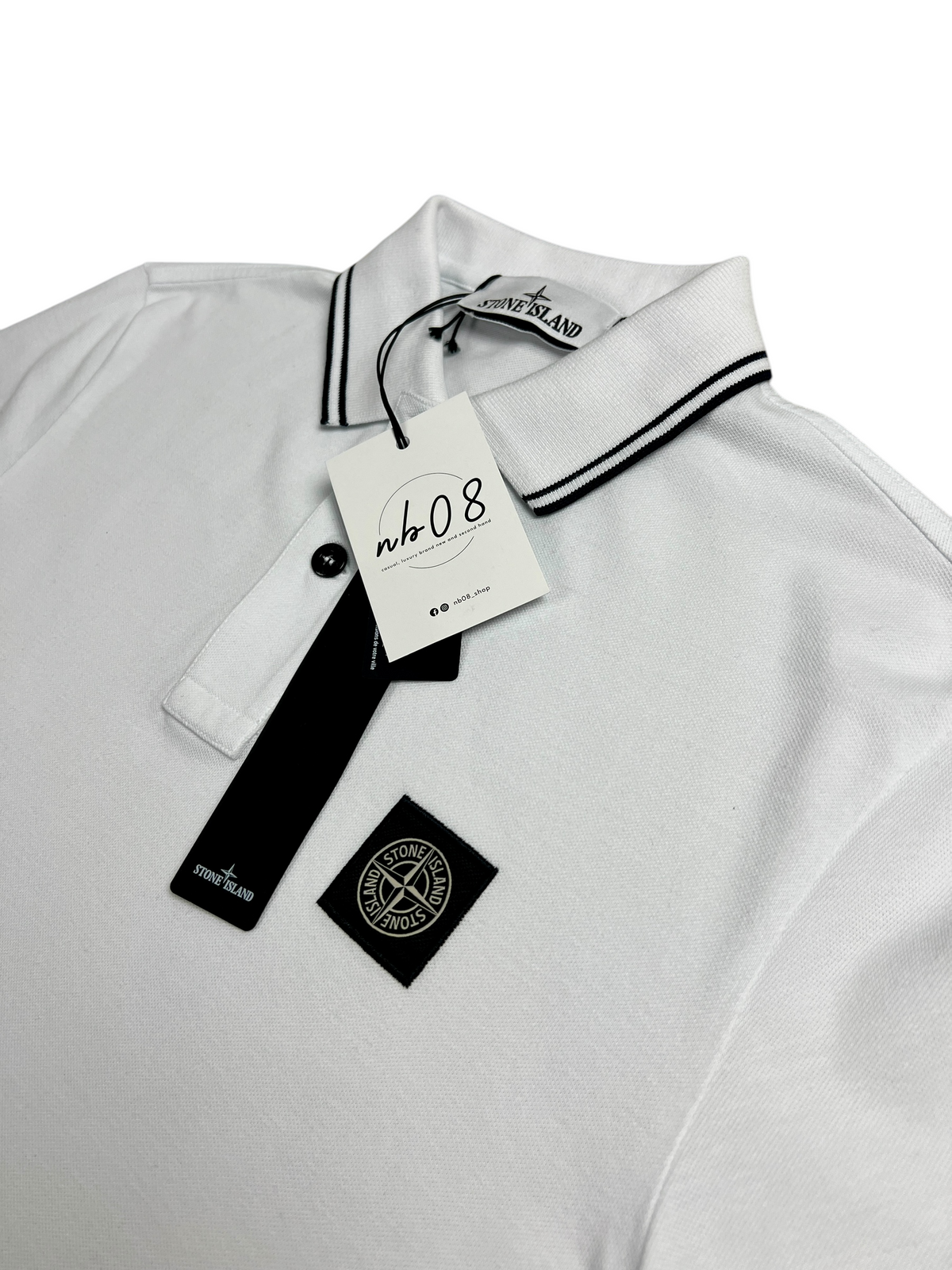 Polo Stone Island blanc taille S - Vue de dos