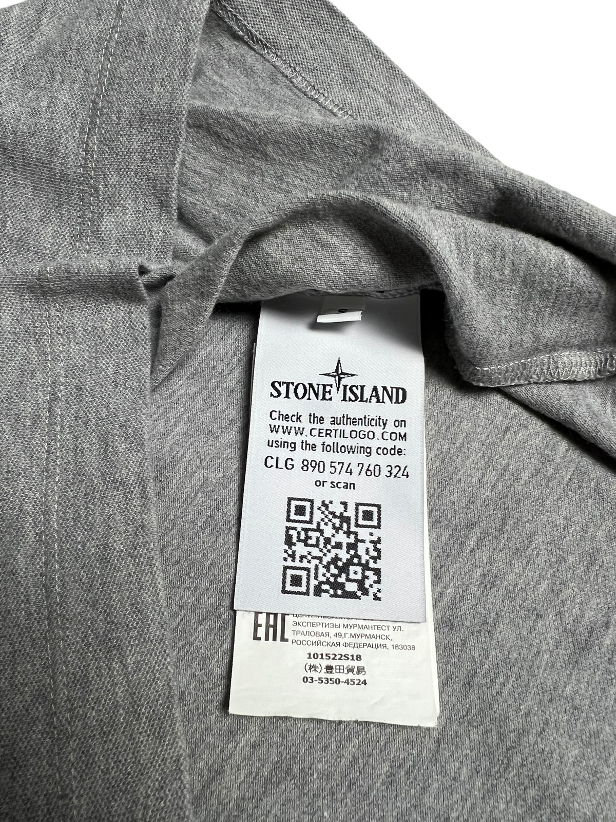 Polo Stone Island gris taille S - Détail